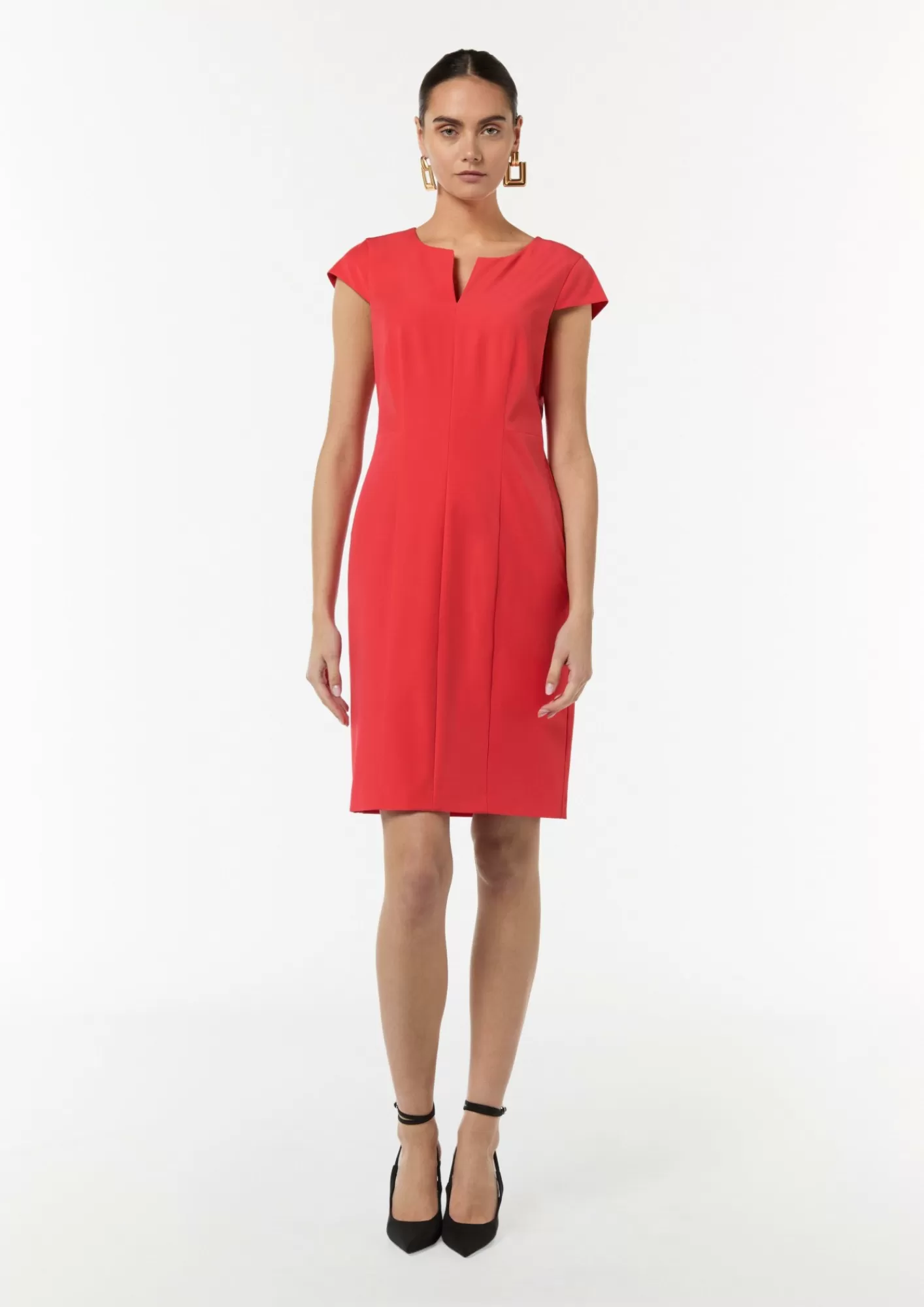 Hot Comma Antailliertes Kleid Aus Viskosestretch