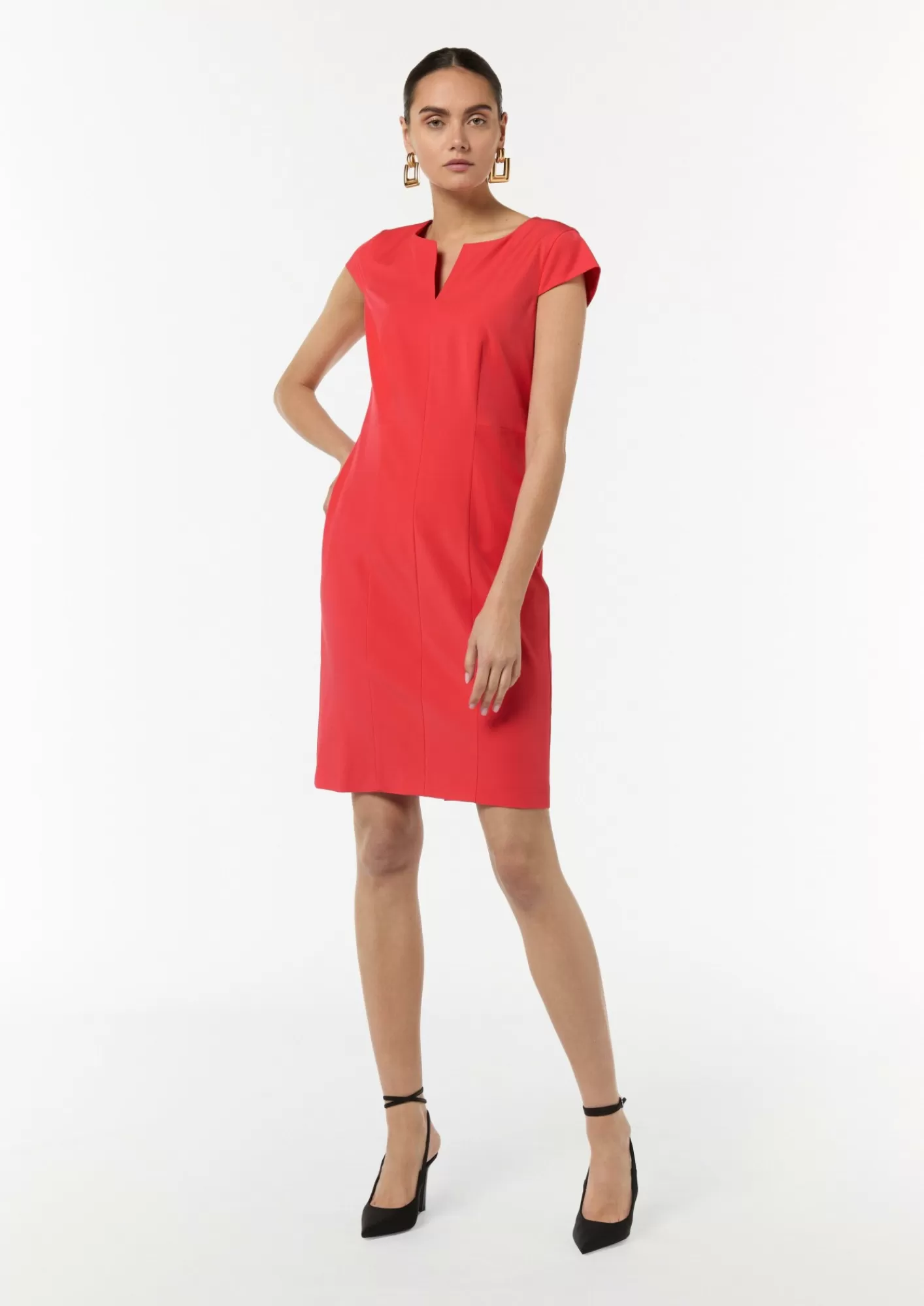 Hot Comma Antailliertes Kleid Aus Viskosestretch