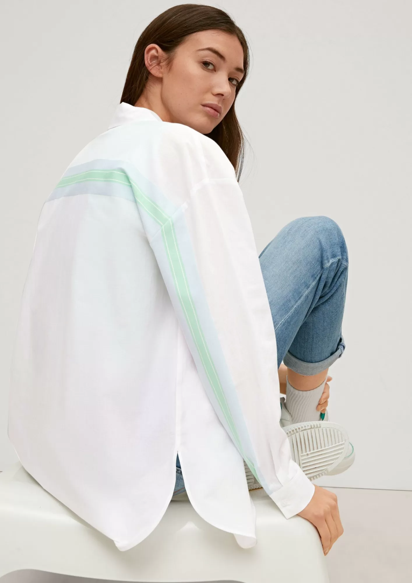Outlet Comma Baumwollbluse Mit Streifen-Detail