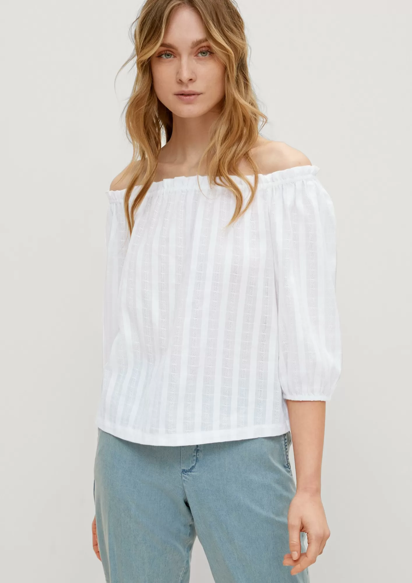 Discount Comma Baumwollbluse Mit Webstruktur