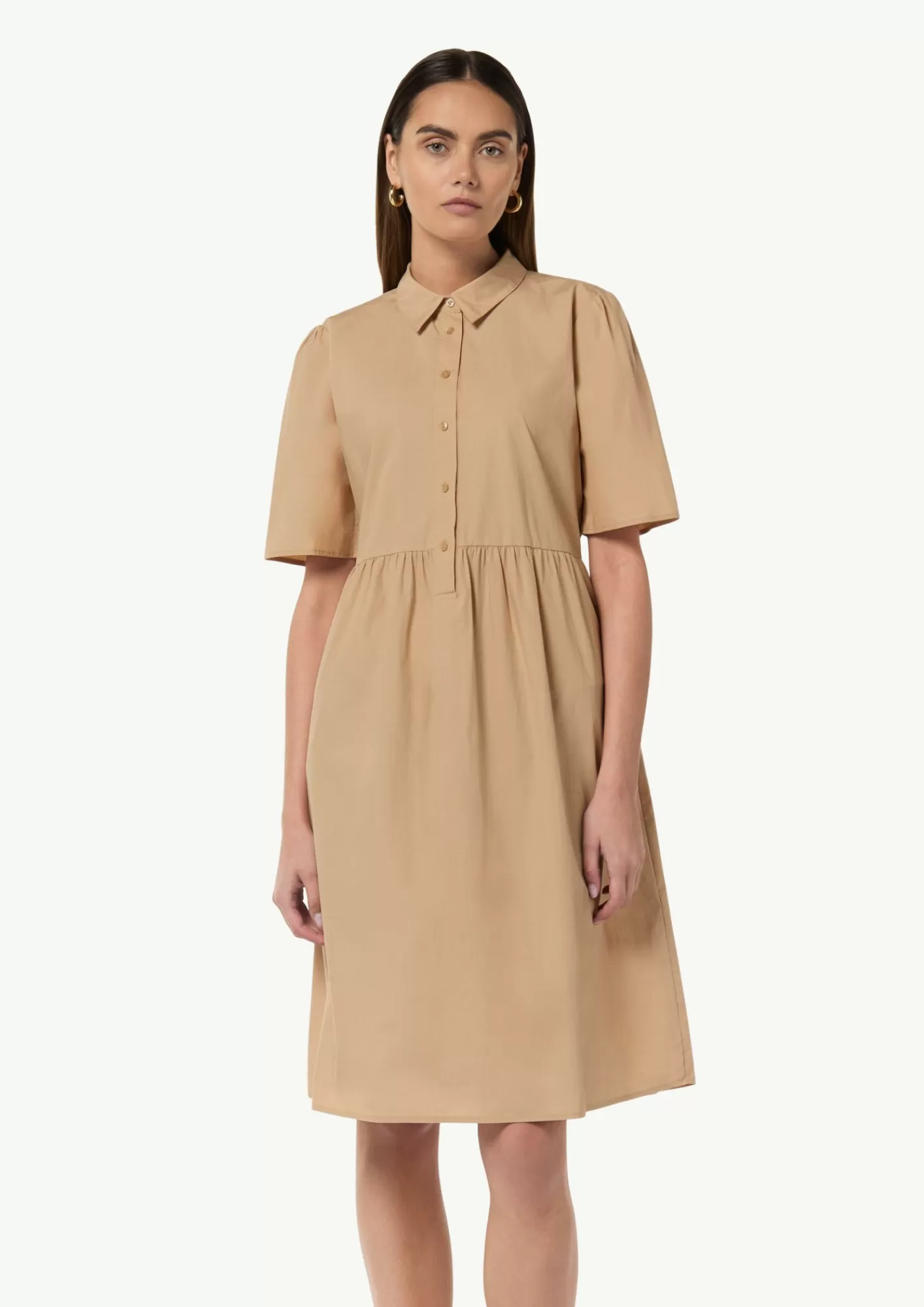 New Comma Baumwollkleid Mit Hemdkragen