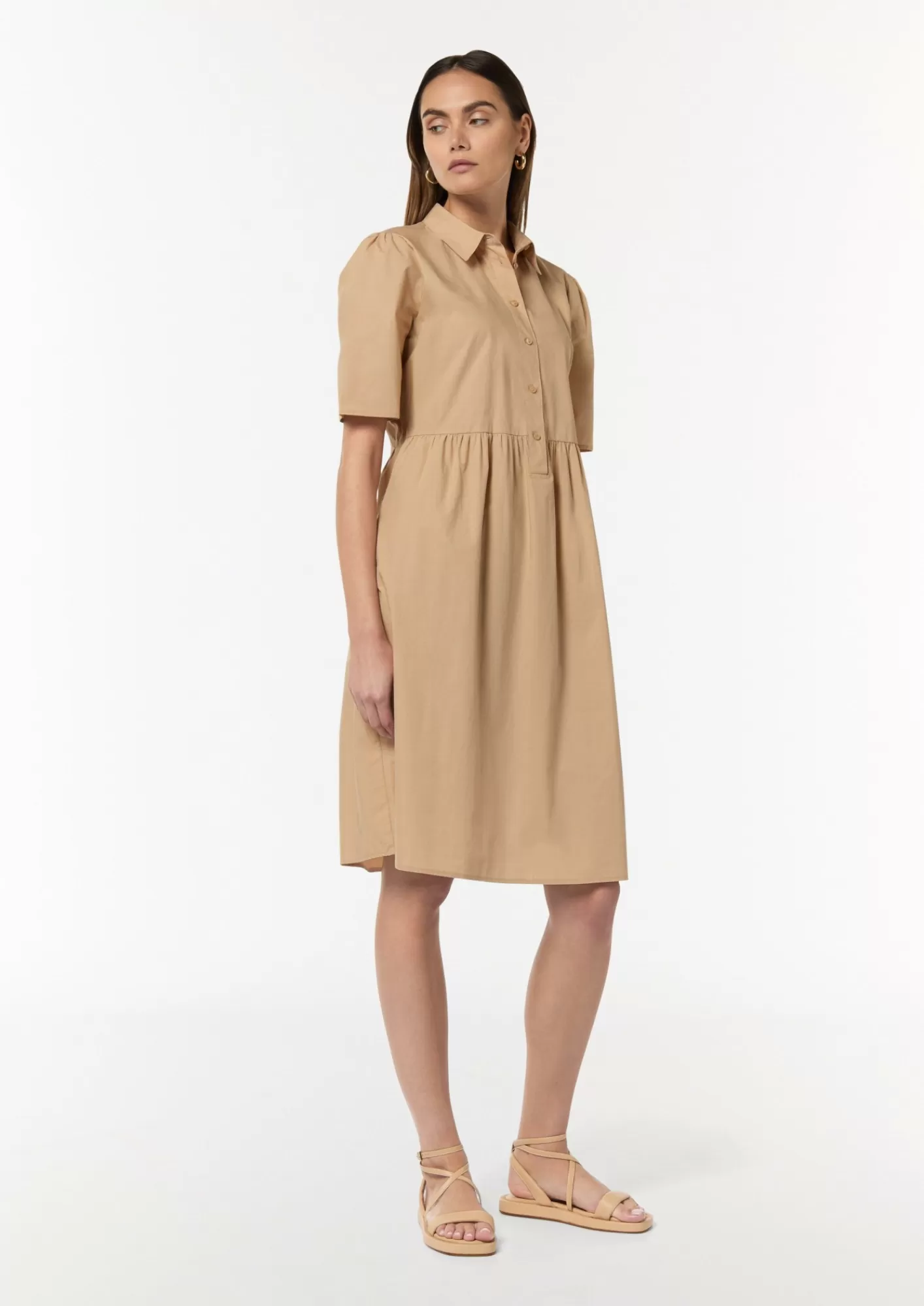 New Comma Baumwollkleid Mit Hemdkragen