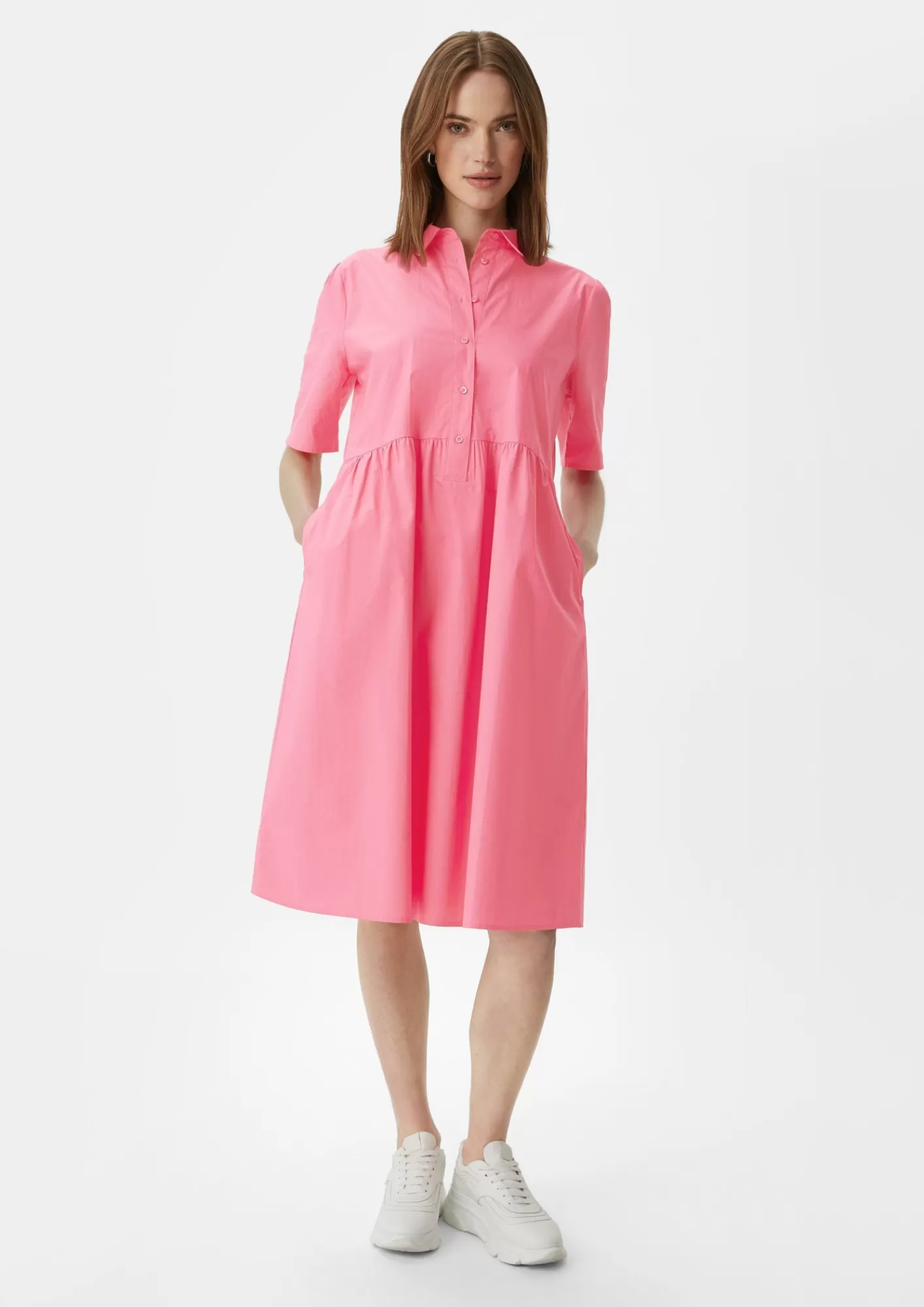 Discount Comma Baumwollkleid Mit Hemdkragen