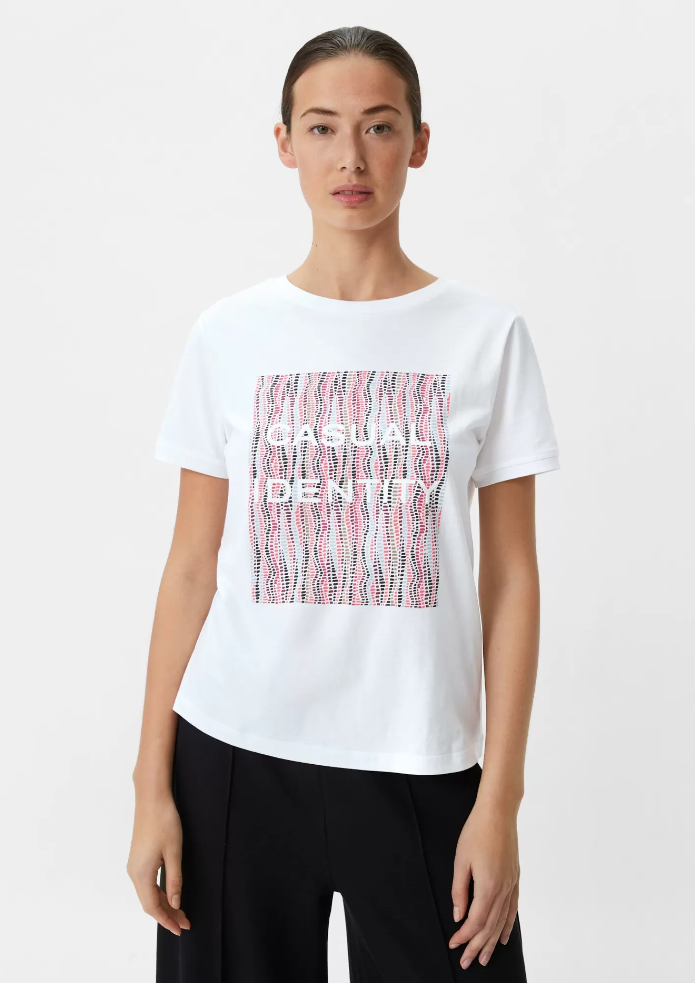 Store Comma Baumwollshirt Mit Gummiertem Frontprint