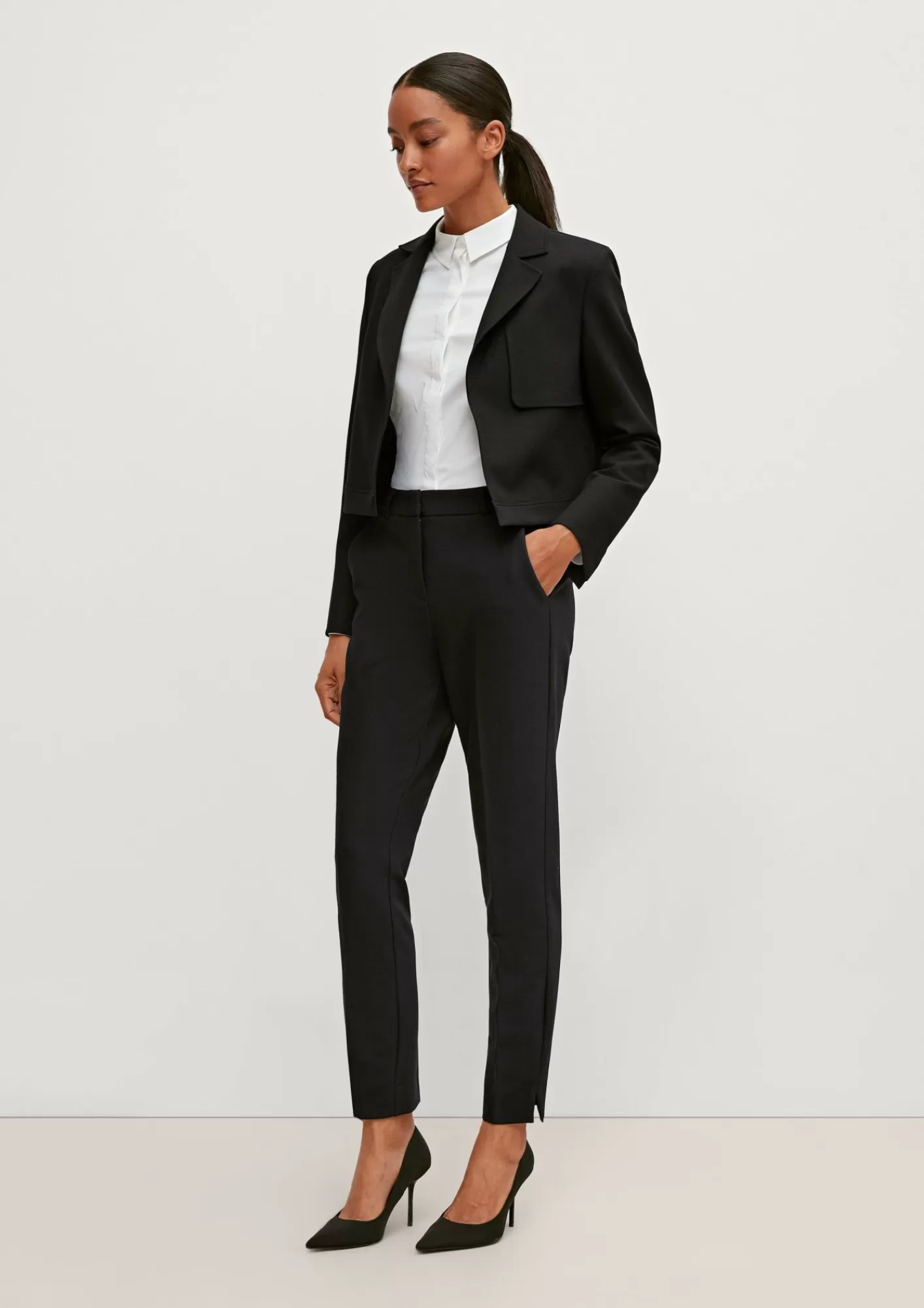 Online Comma Blazer Mit Fischgrat-Muster