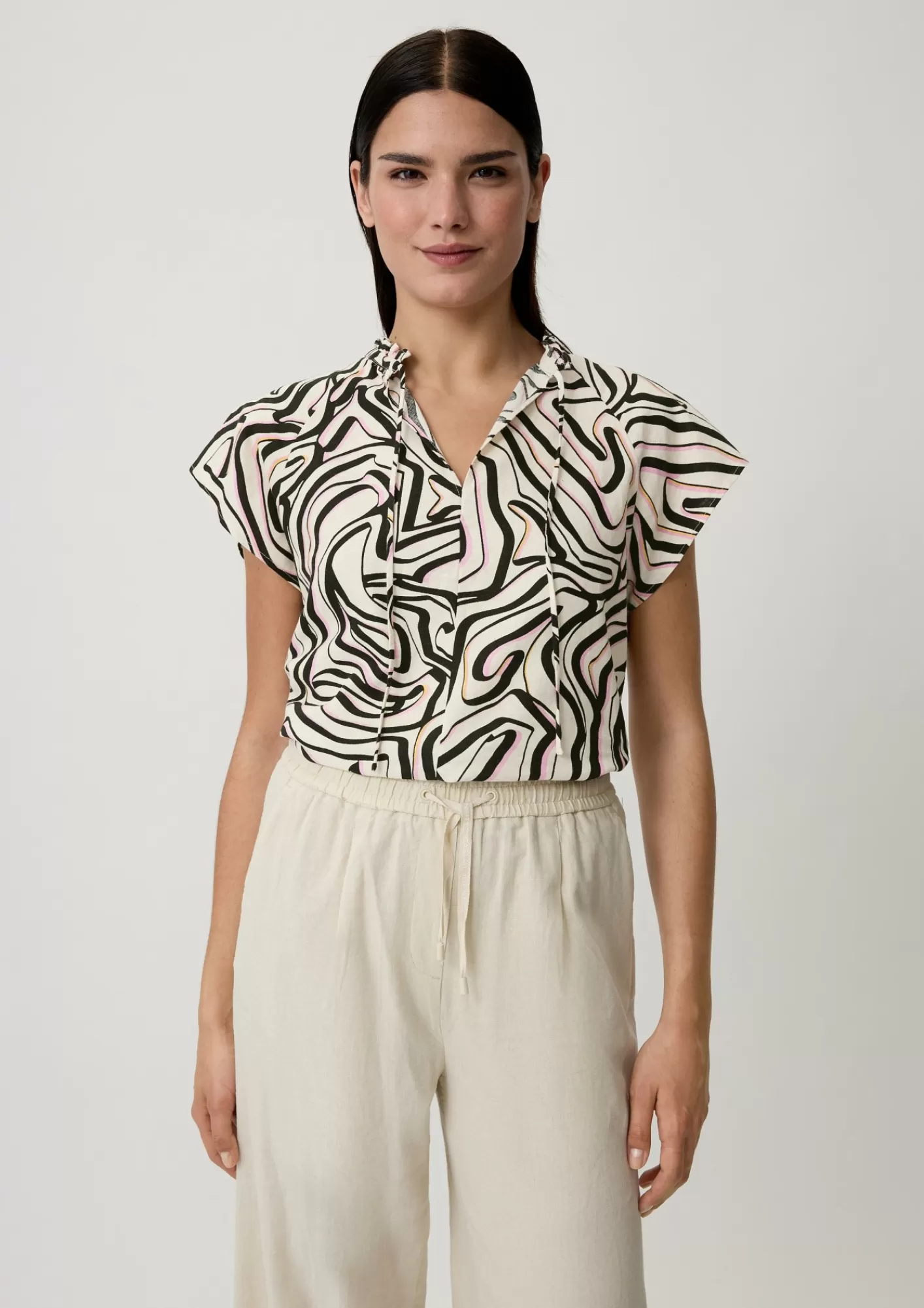 New Comma Bluse Aus Leinenmix