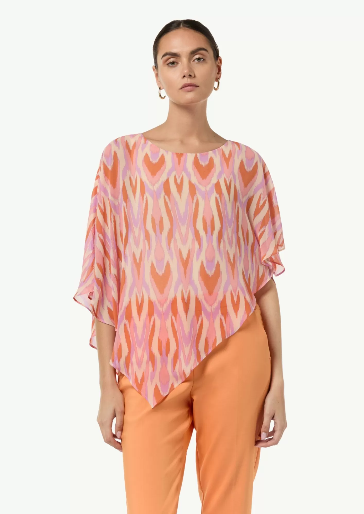 Online Comma Bluse Mit Asymmetrischem Chiffon-Overlay