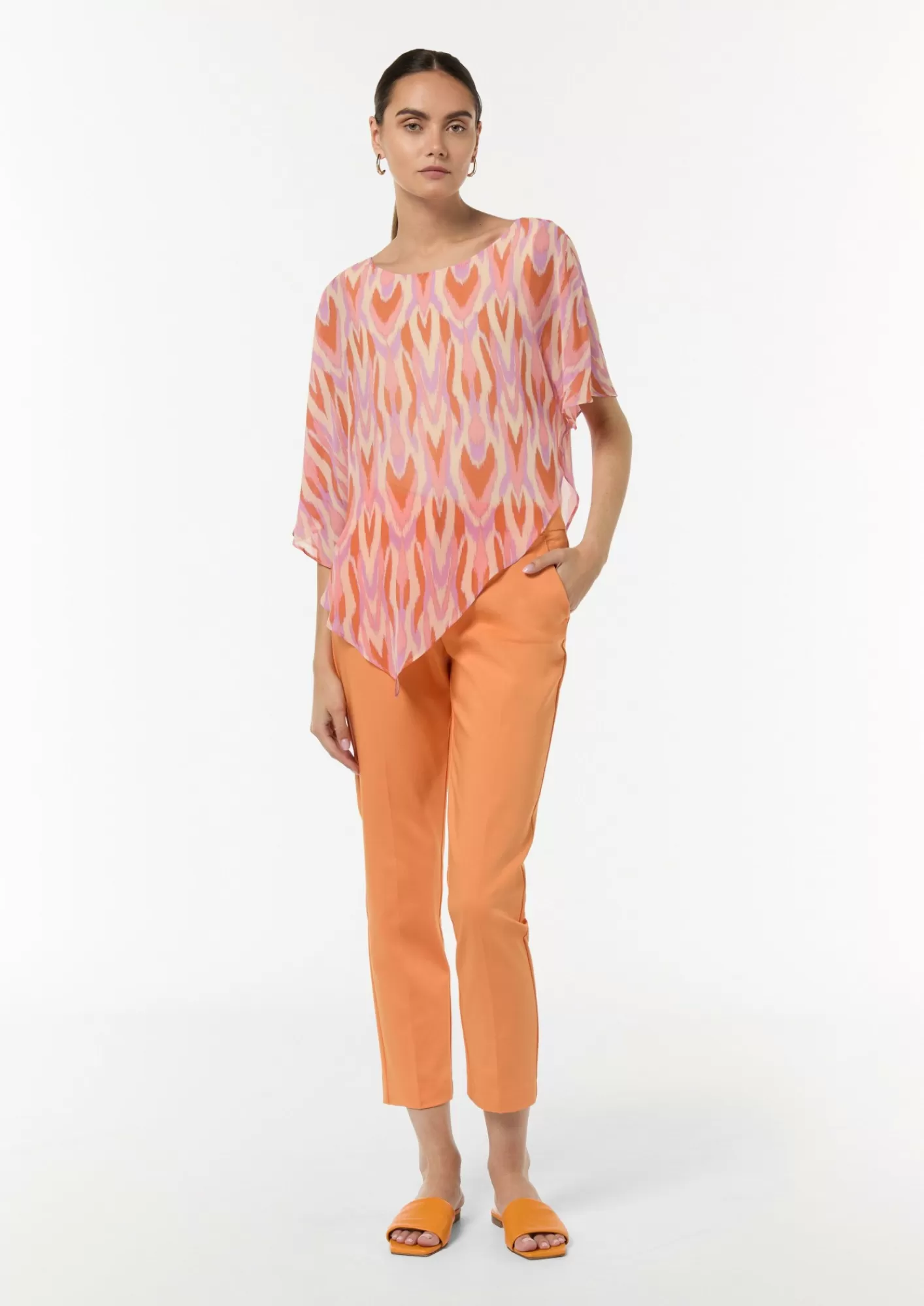 Online Comma Bluse Mit Asymmetrischem Chiffon-Overlay