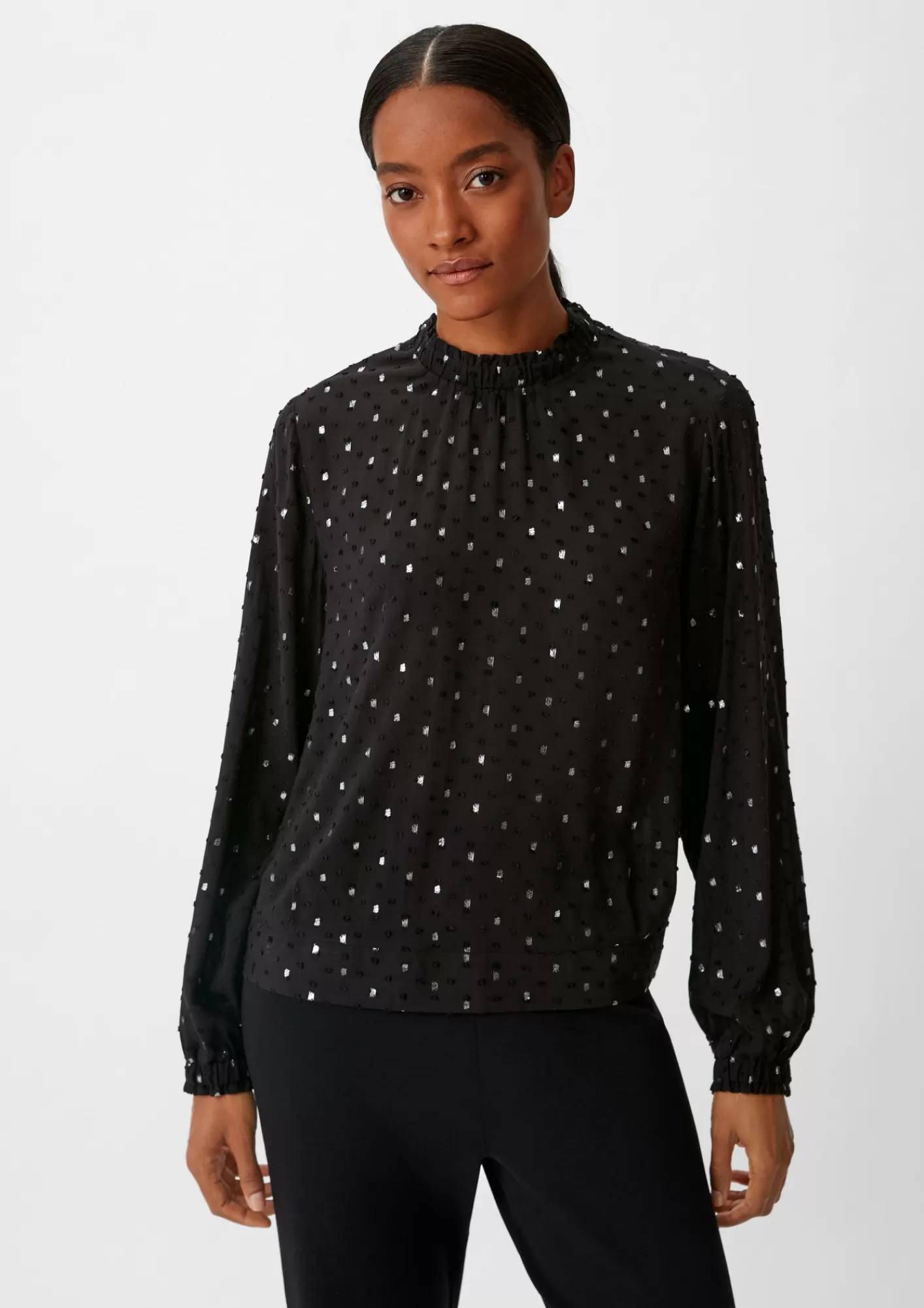 Hot Comma Bluse Mit Dobbystruktur