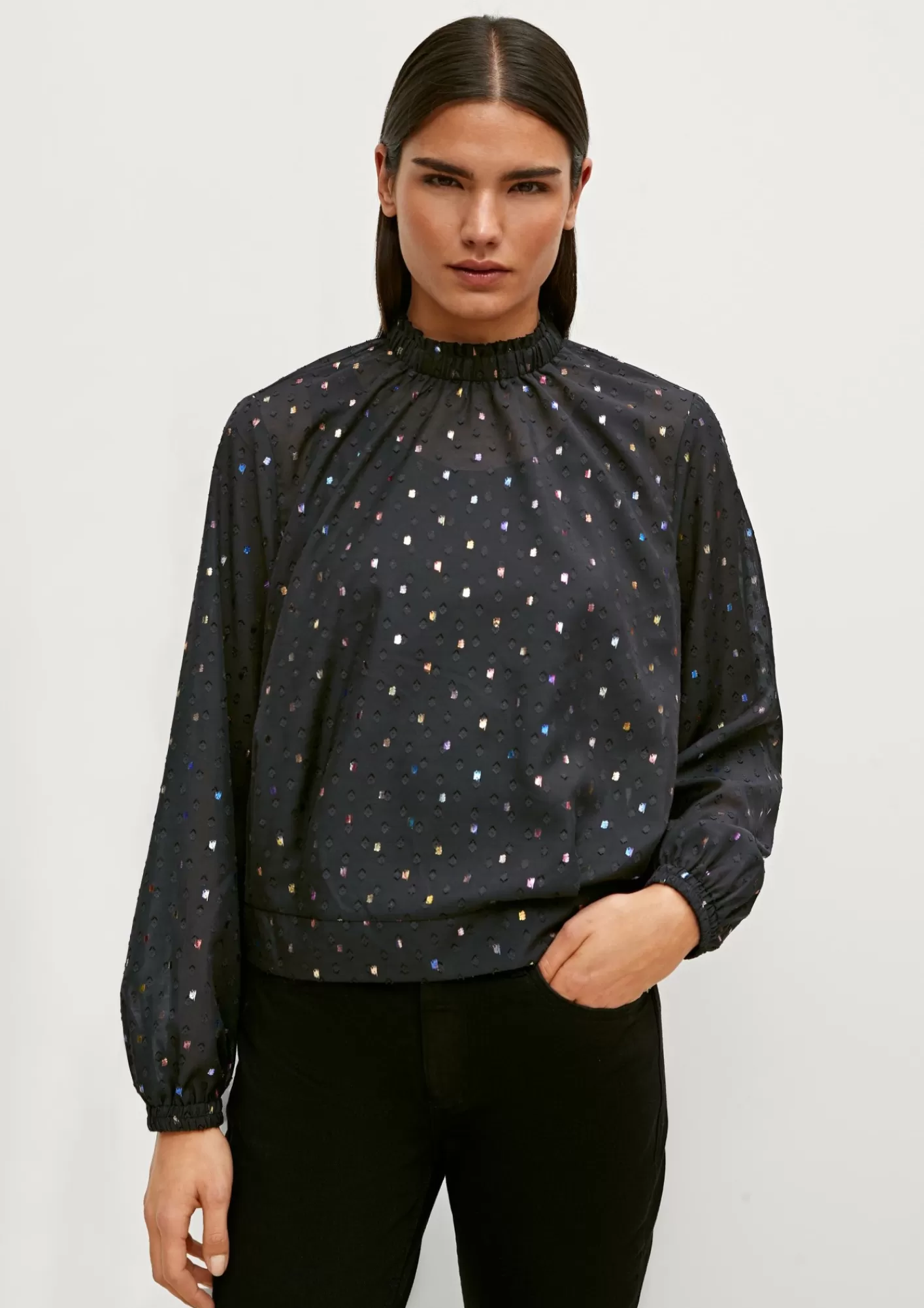 Clearance Comma Bluse Mit Glitzerdetails