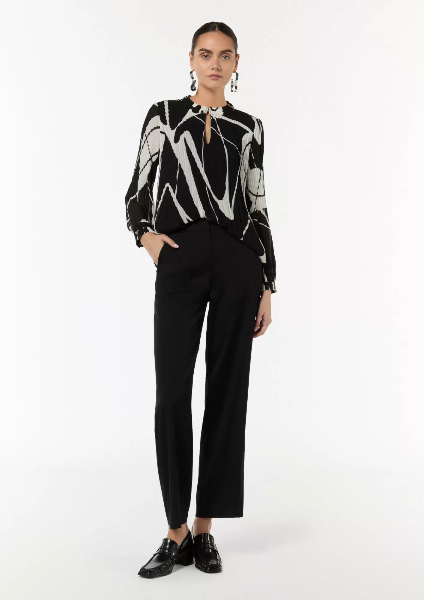 Hot Comma Bluse Mit Plisseefalten
