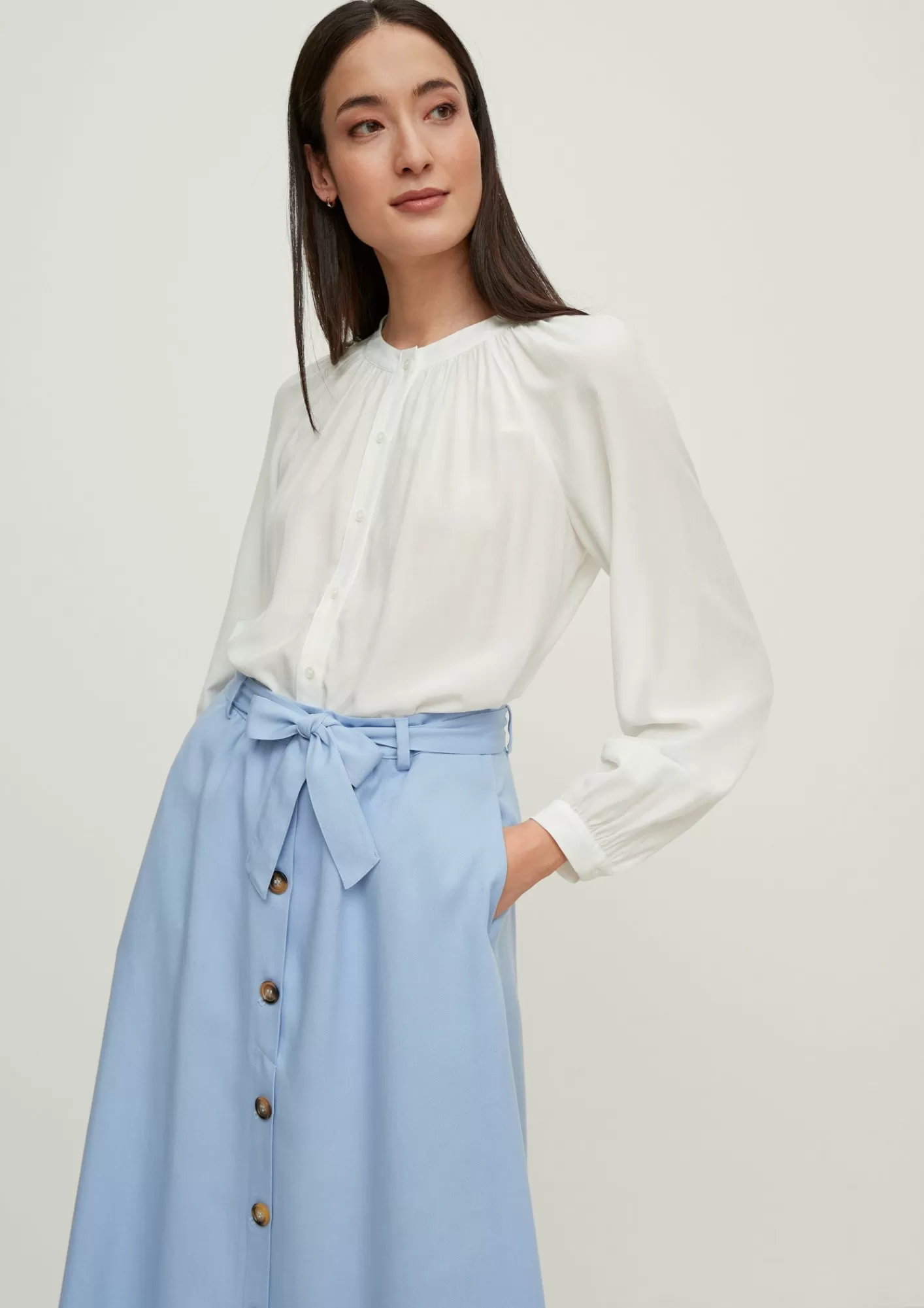 Cheap Comma Bluse Mit Rundhalsausschnitt