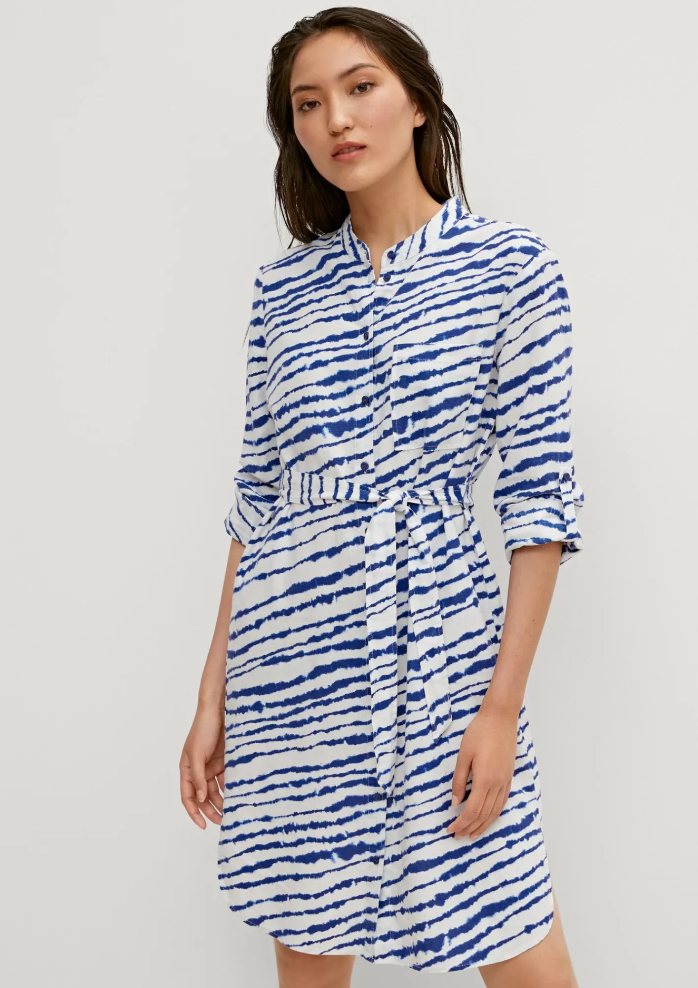 Outlet Comma Blusenkleid Aus Leinenmix