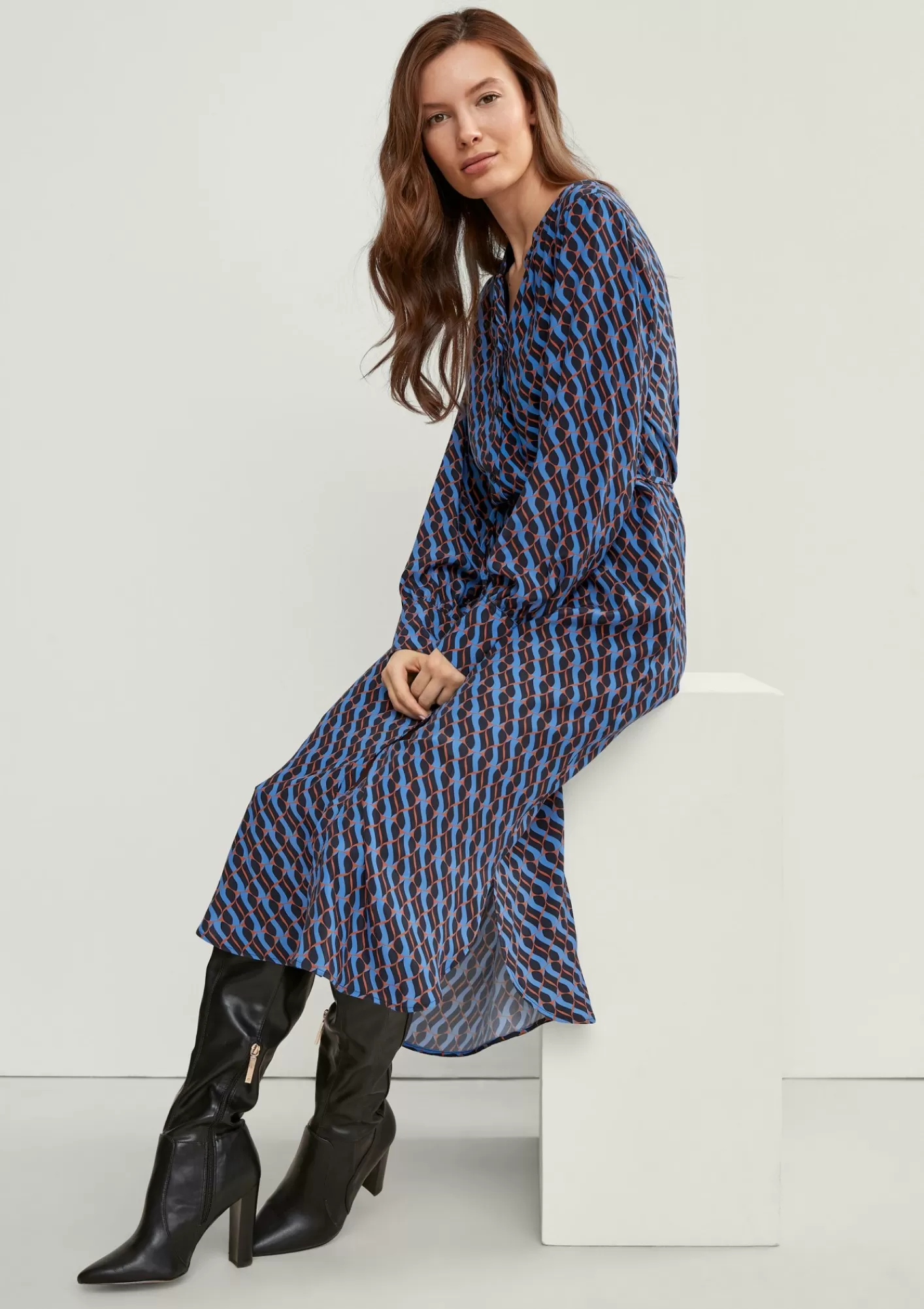 Cheap Comma Blusenkleid Mit Allovermuster