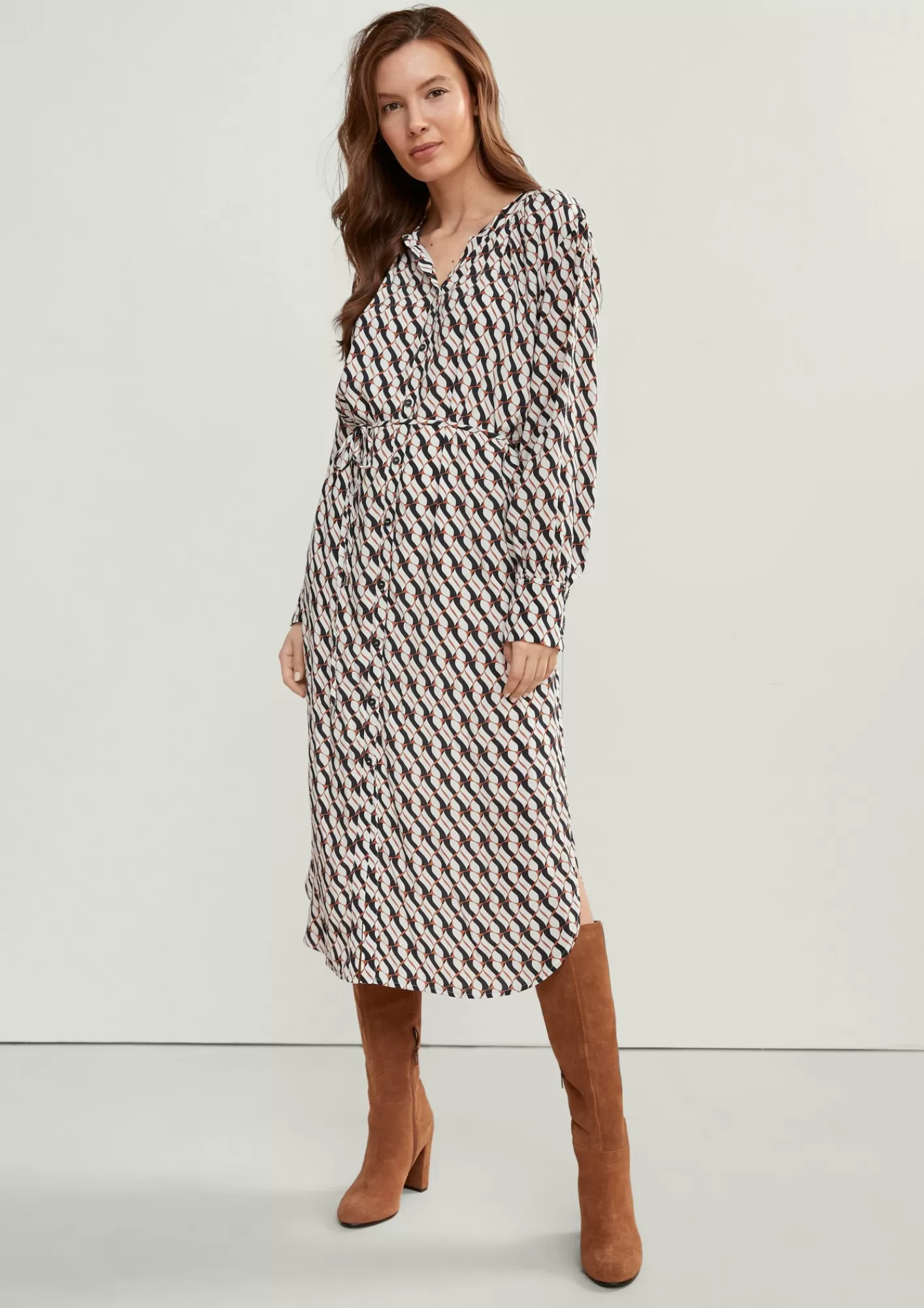 Cheap Comma Blusenkleid Mit Allovermuster