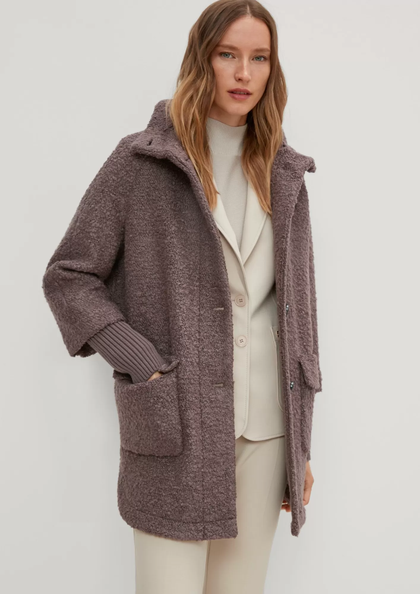 Discount Comma Bouclejacke Im Cape-Stil