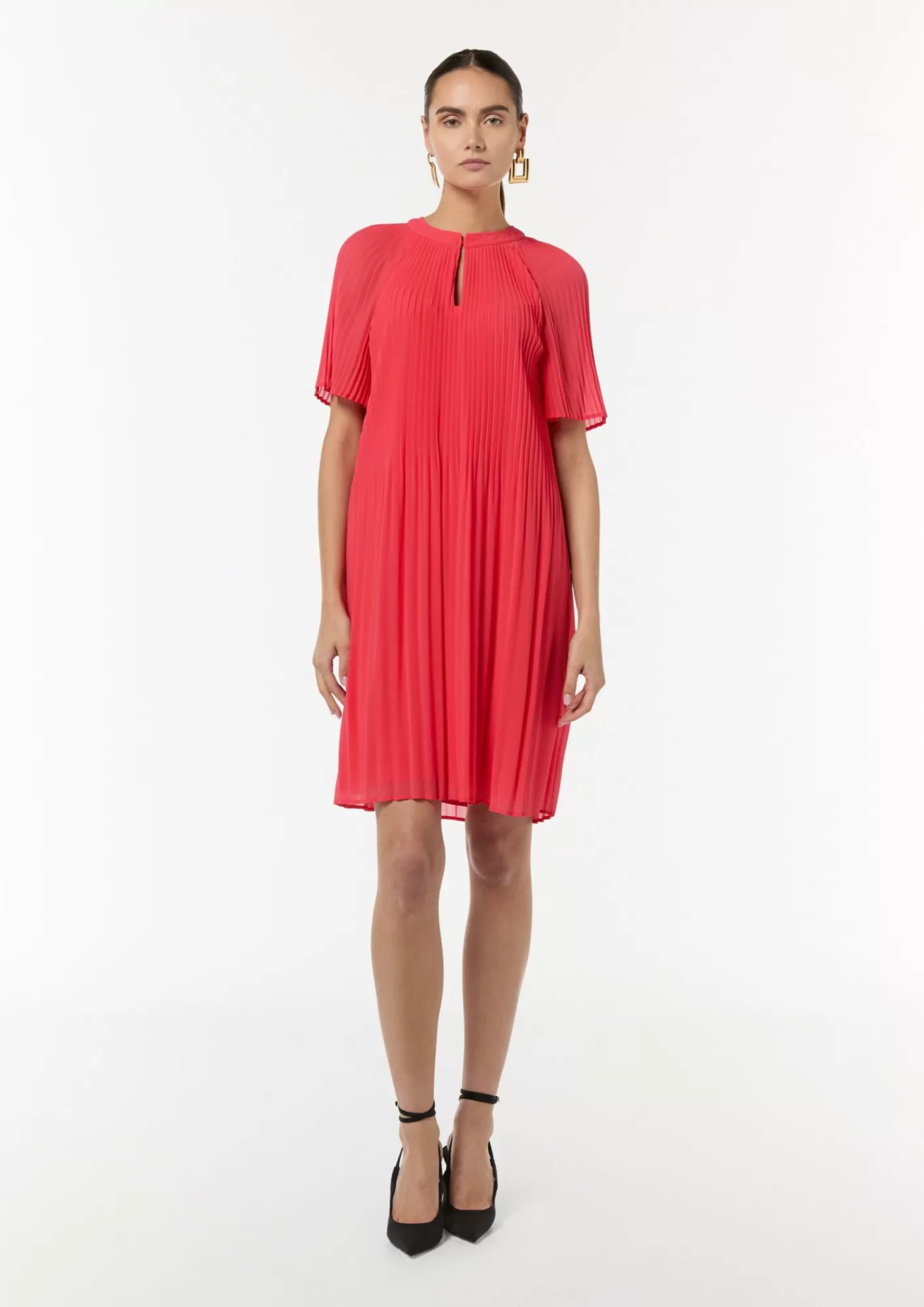 Discount Comma Chiffon-Kleid Mit Plisseefalten