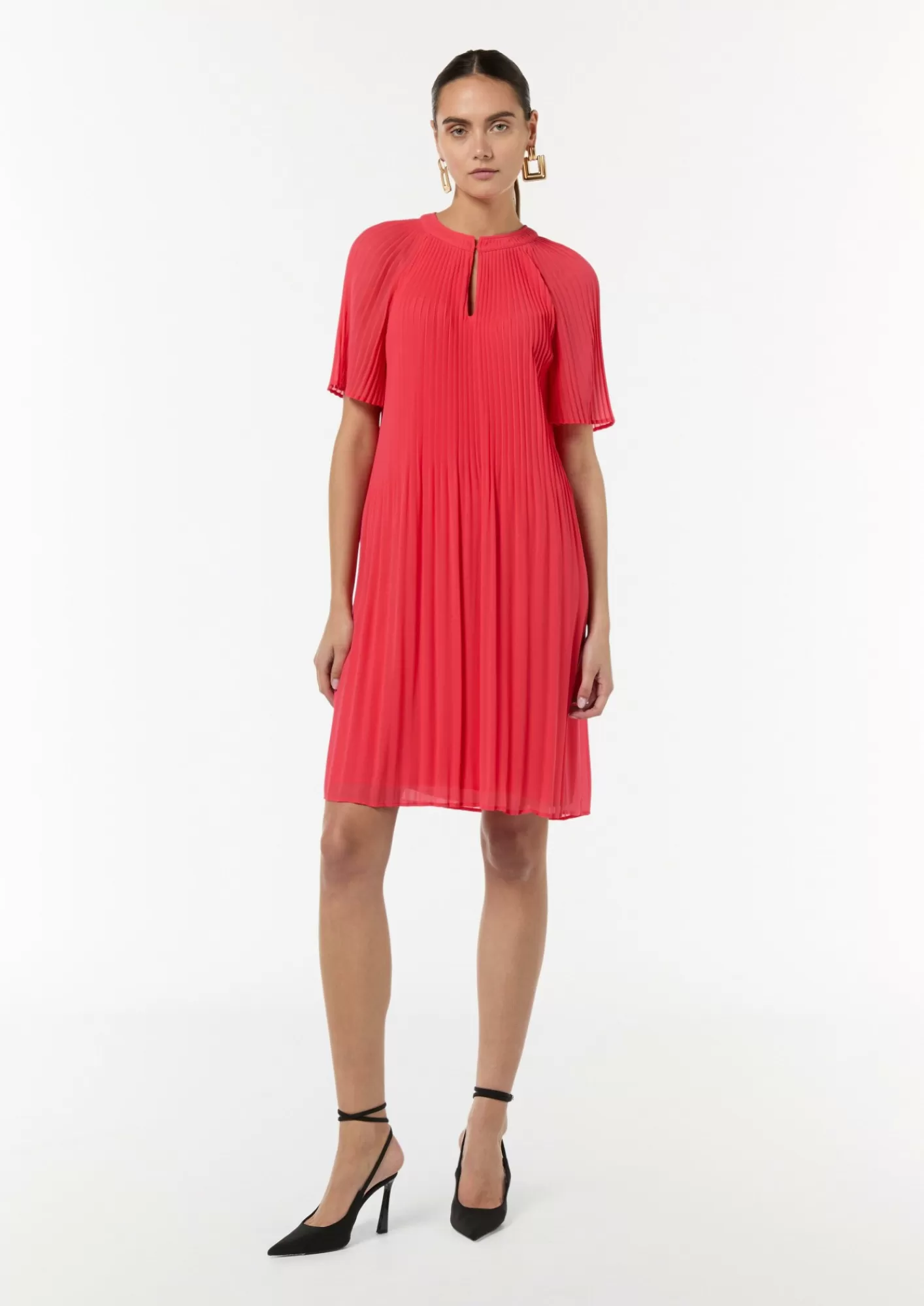 Discount Comma Chiffon-Kleid Mit Plisseefalten