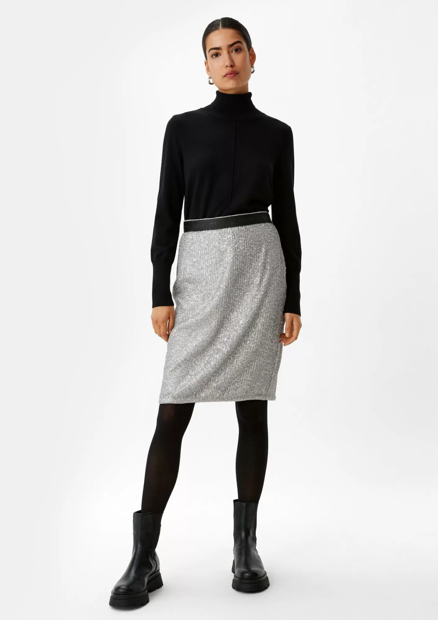 Store Comma Chiffon-Rock Mit Pailletten
