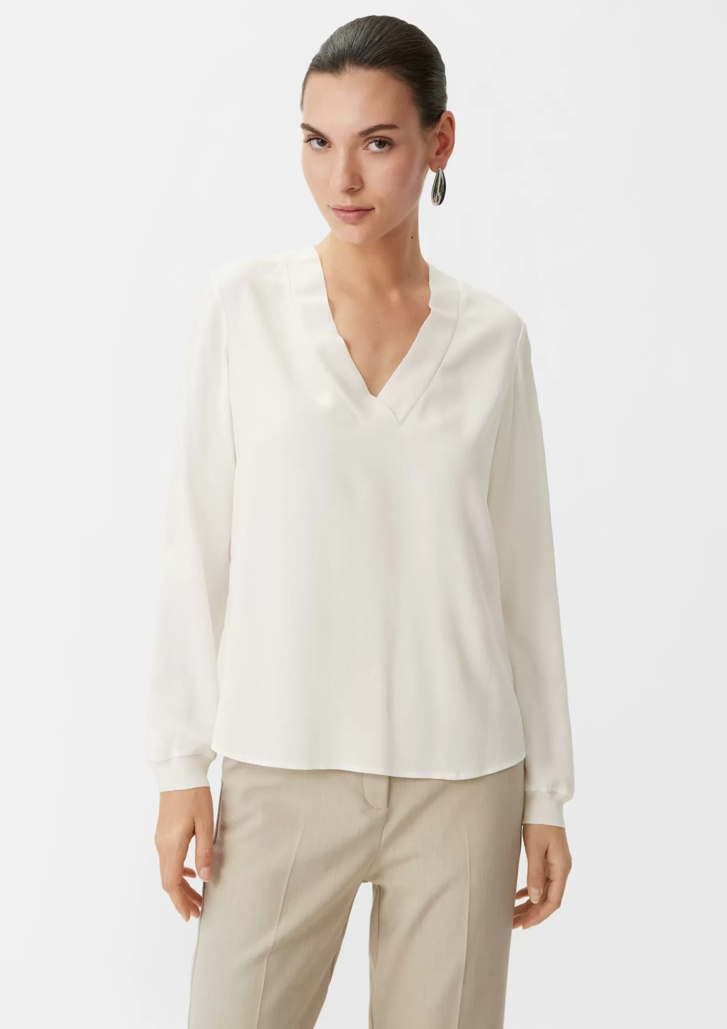 Sale Comma Crepe-Bluse Aus Reiner Viskose