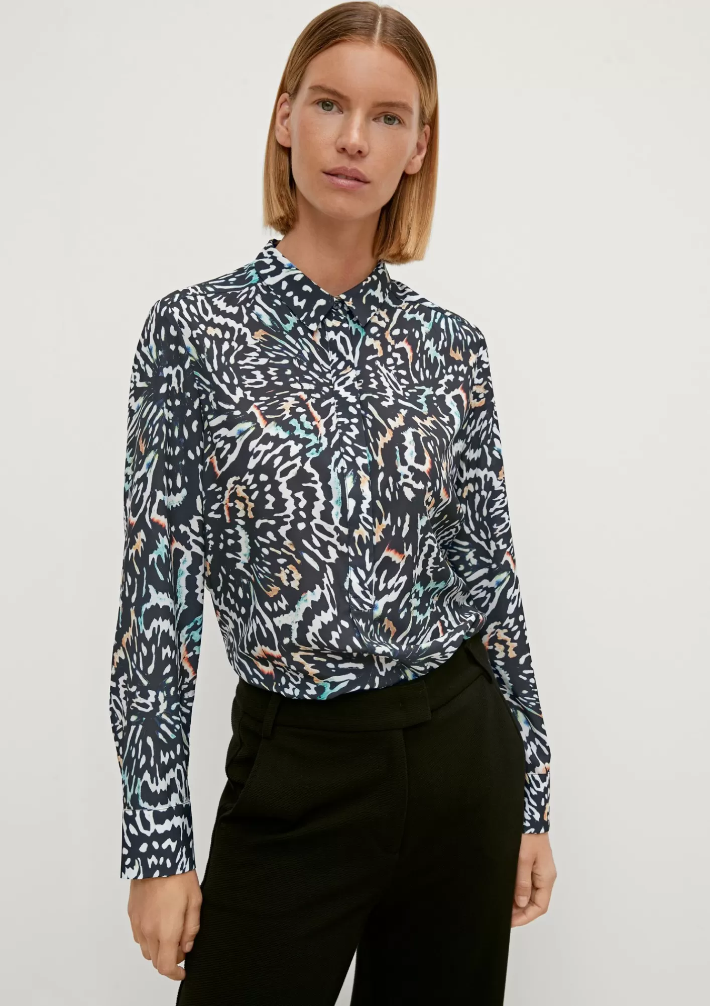 New Comma Crepe-Bluse Mit Alloverprint