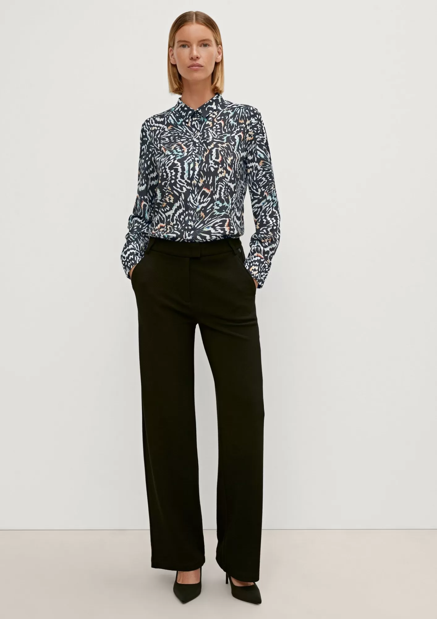 New Comma Crepe-Bluse Mit Alloverprint