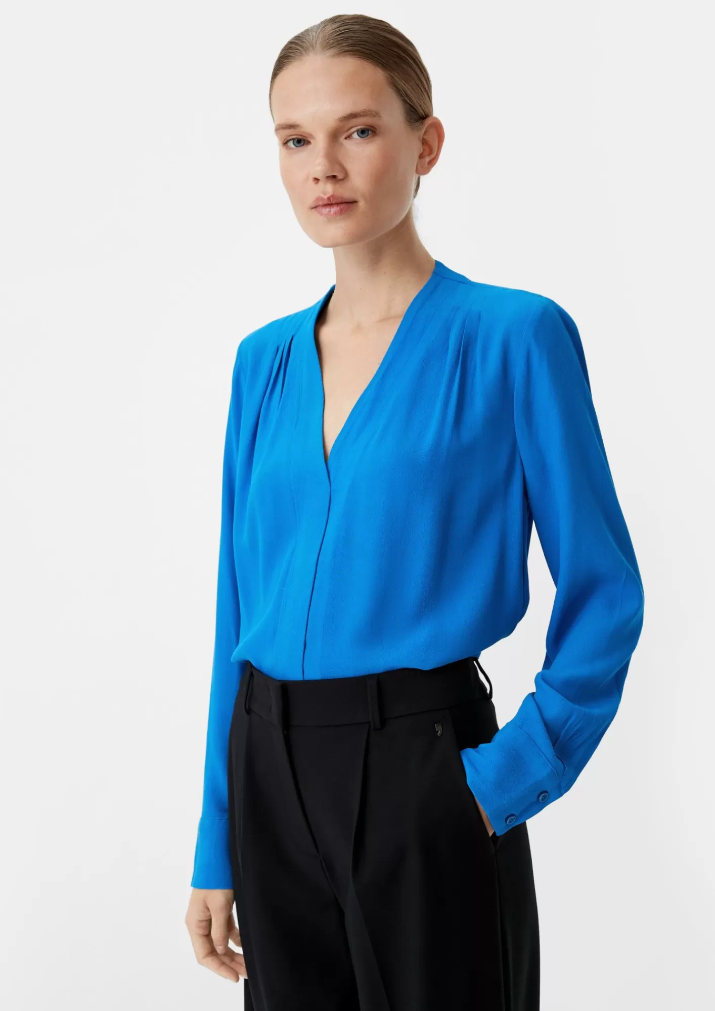 Flash Sale Comma Crepe-Bluse Mit Plisseefalte