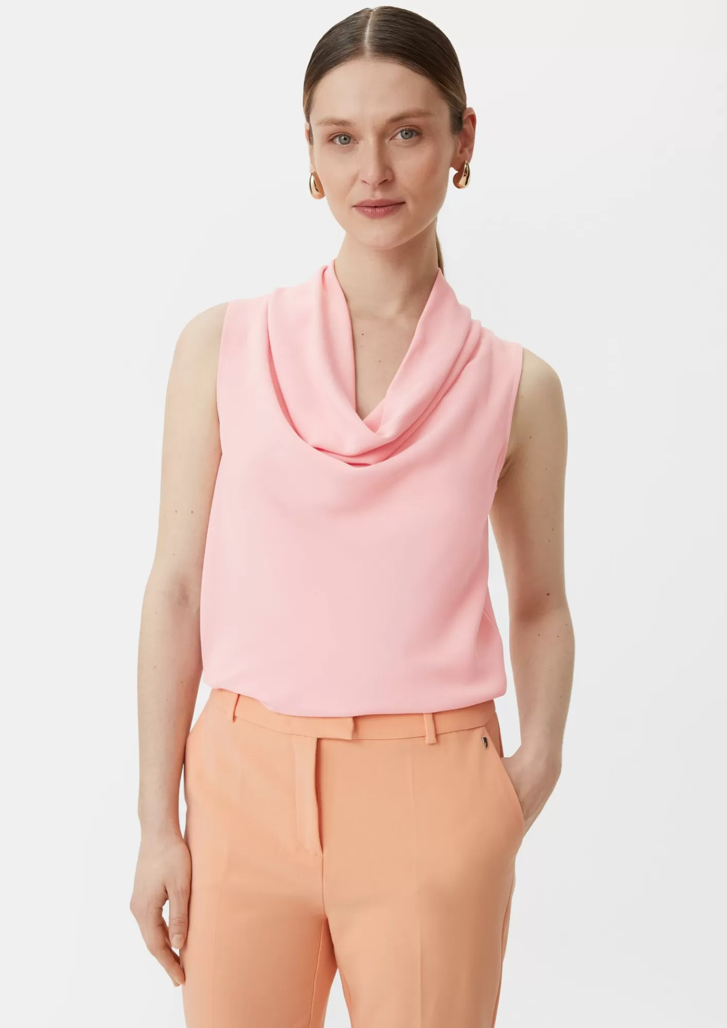 Online Comma Crepeshirt Mit Wasserfall-Ausschnitt