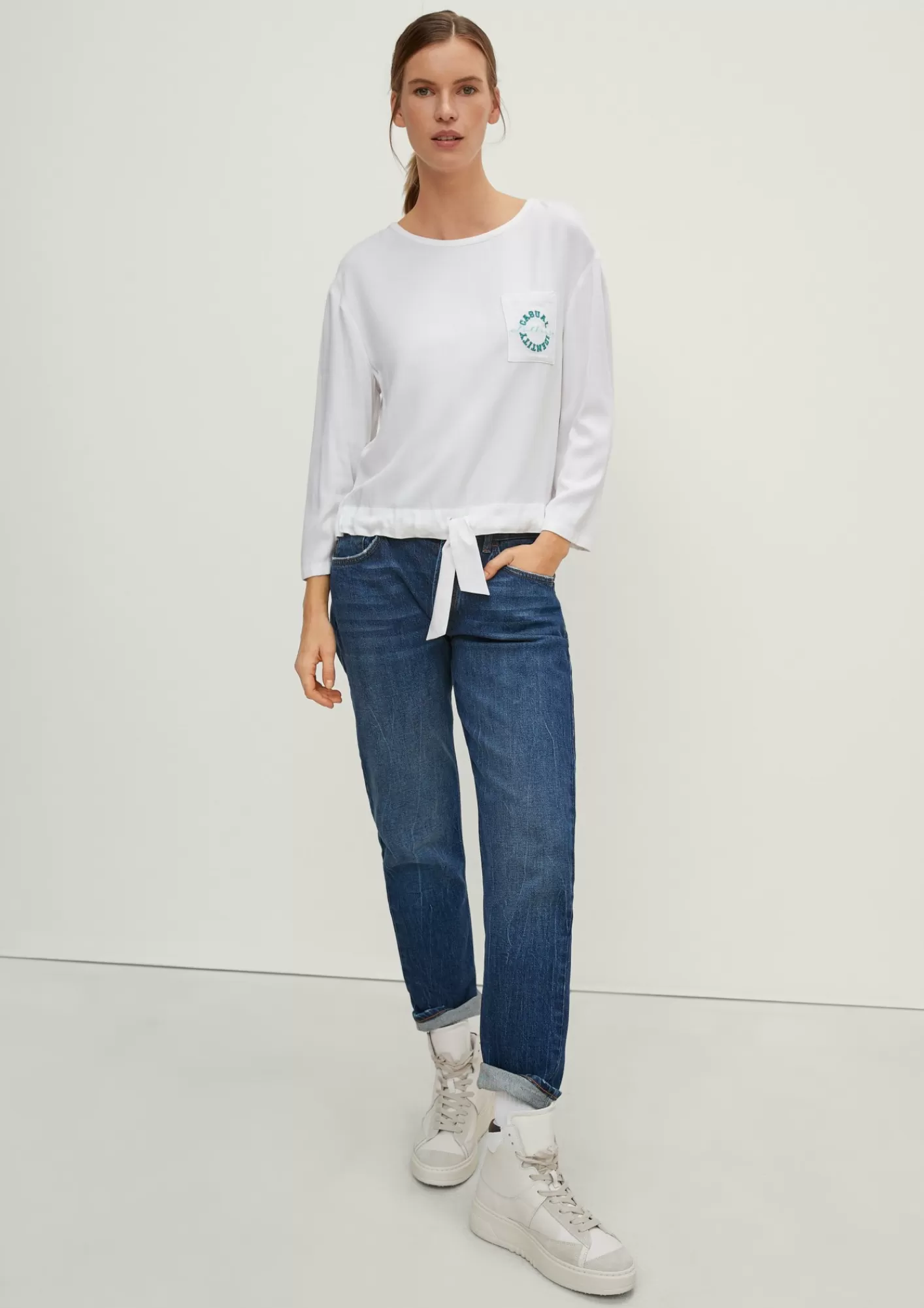 Clearance Comma Cropped Viskosebluse