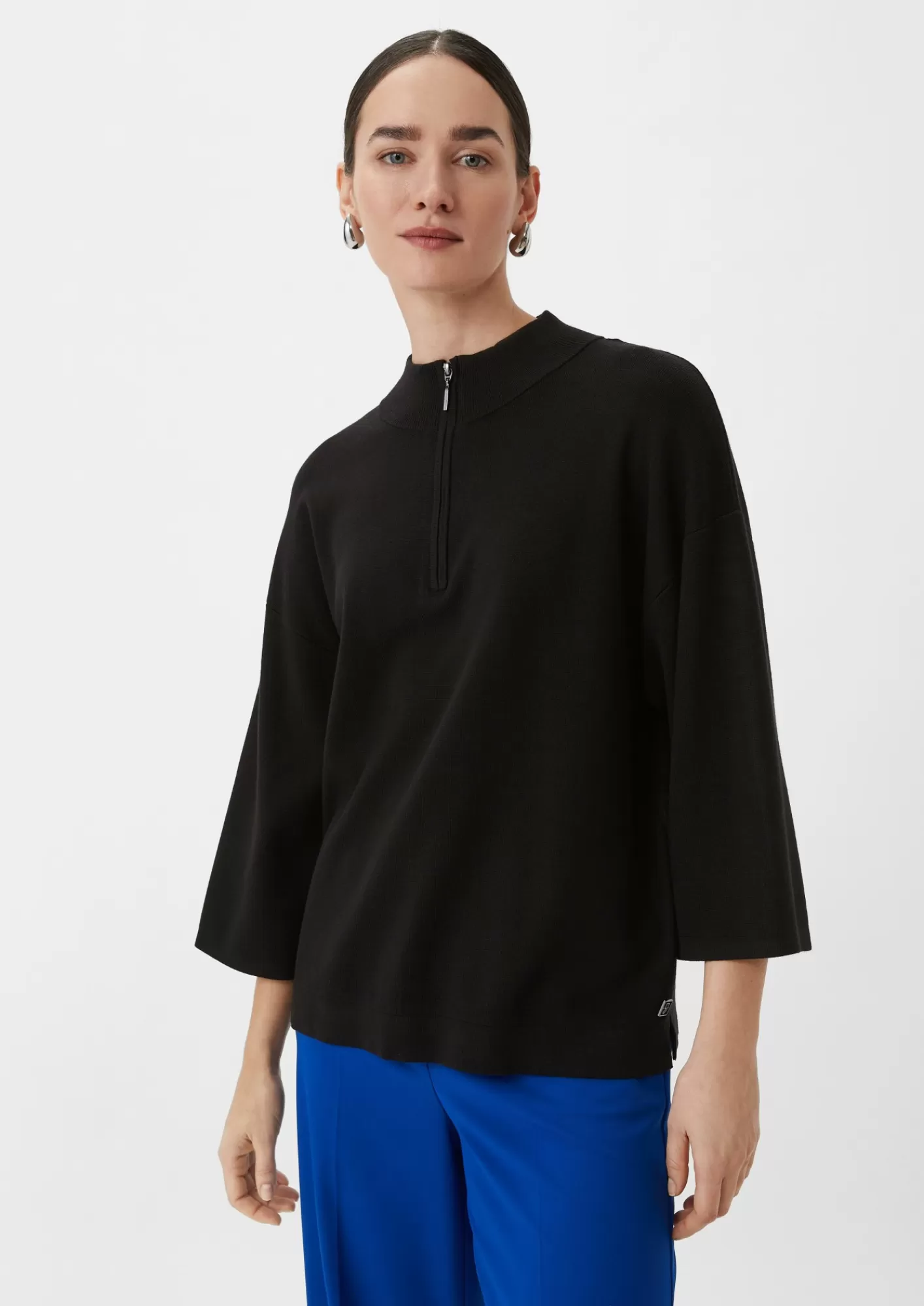Discount Comma Feinstrickpullover Mit Troyer-Kragen