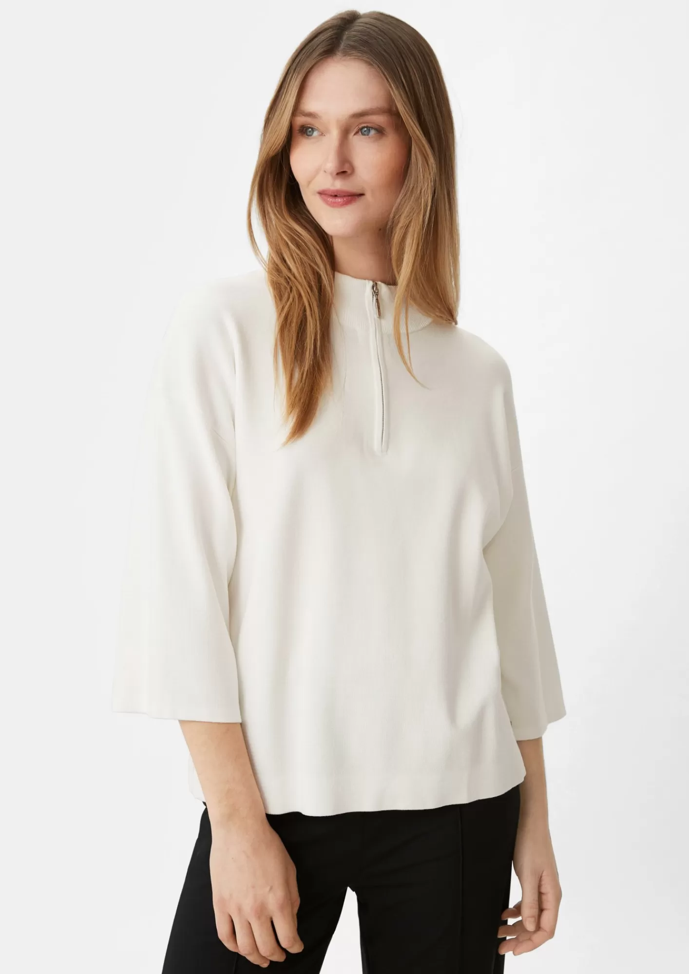 Best Sale Comma Feinstrickpullover Mit Troyer-Kragen