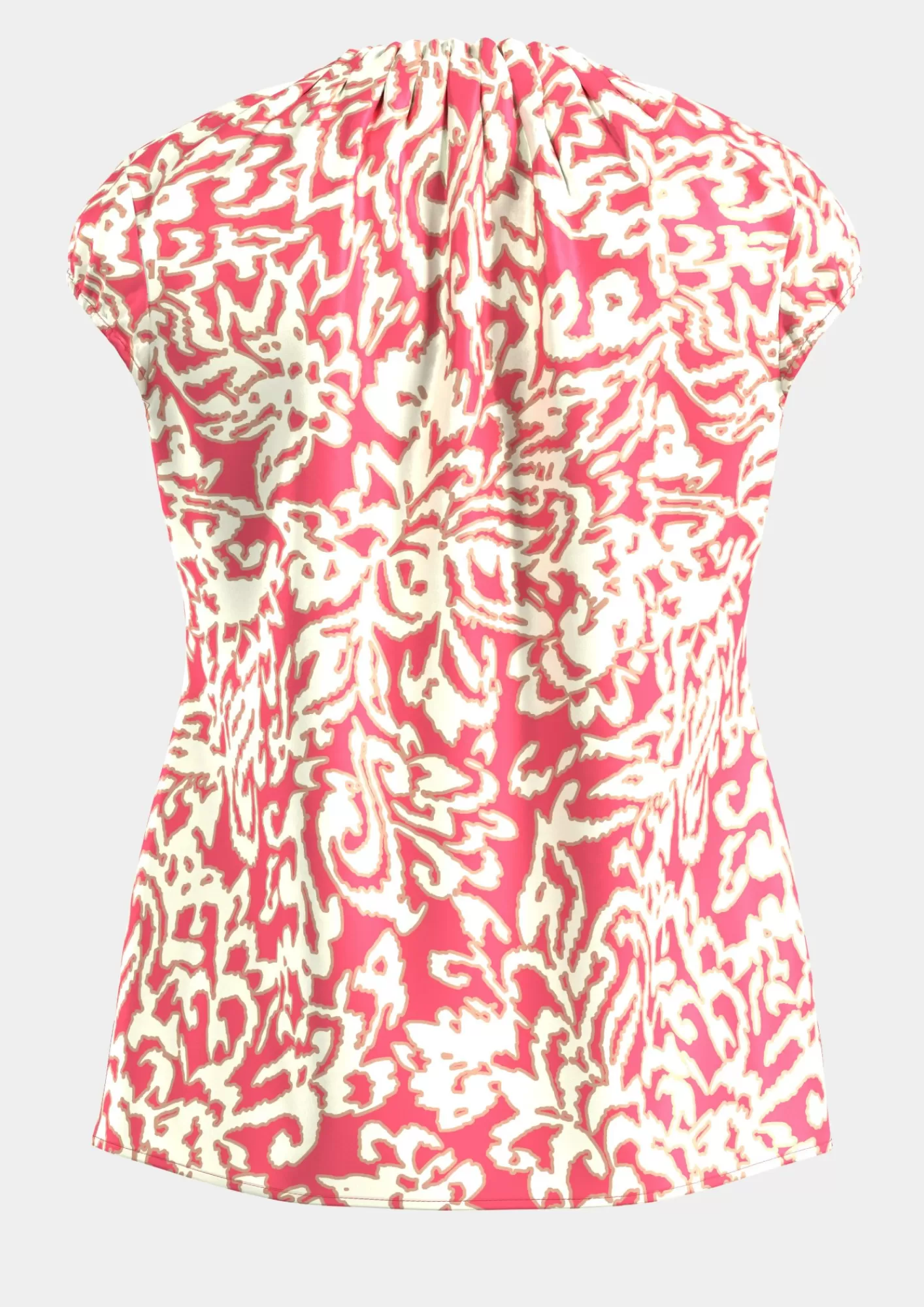 Best Comma Gemusterte, Hochgeschlossene Bluse Aus Satin