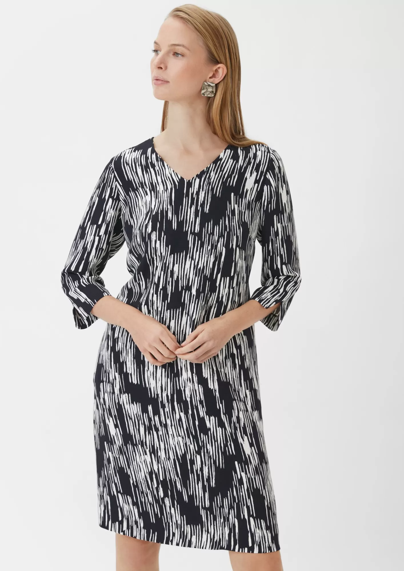 Discount Comma Gemustertes Crepekleid Mit 3/4-Arm