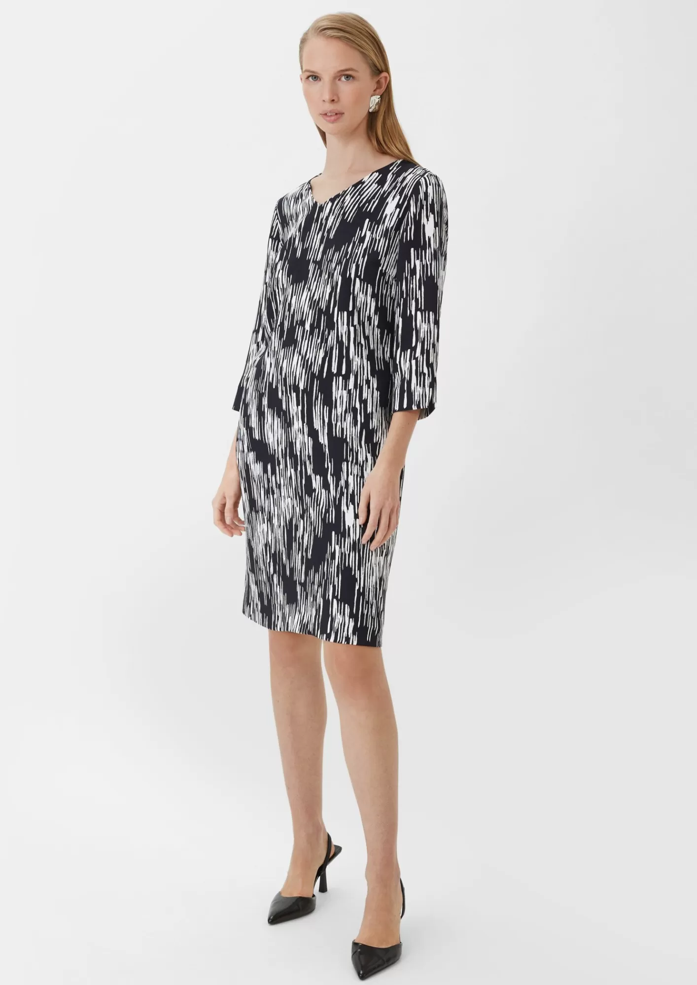 Discount Comma Gemustertes Crepekleid Mit 3/4-Arm