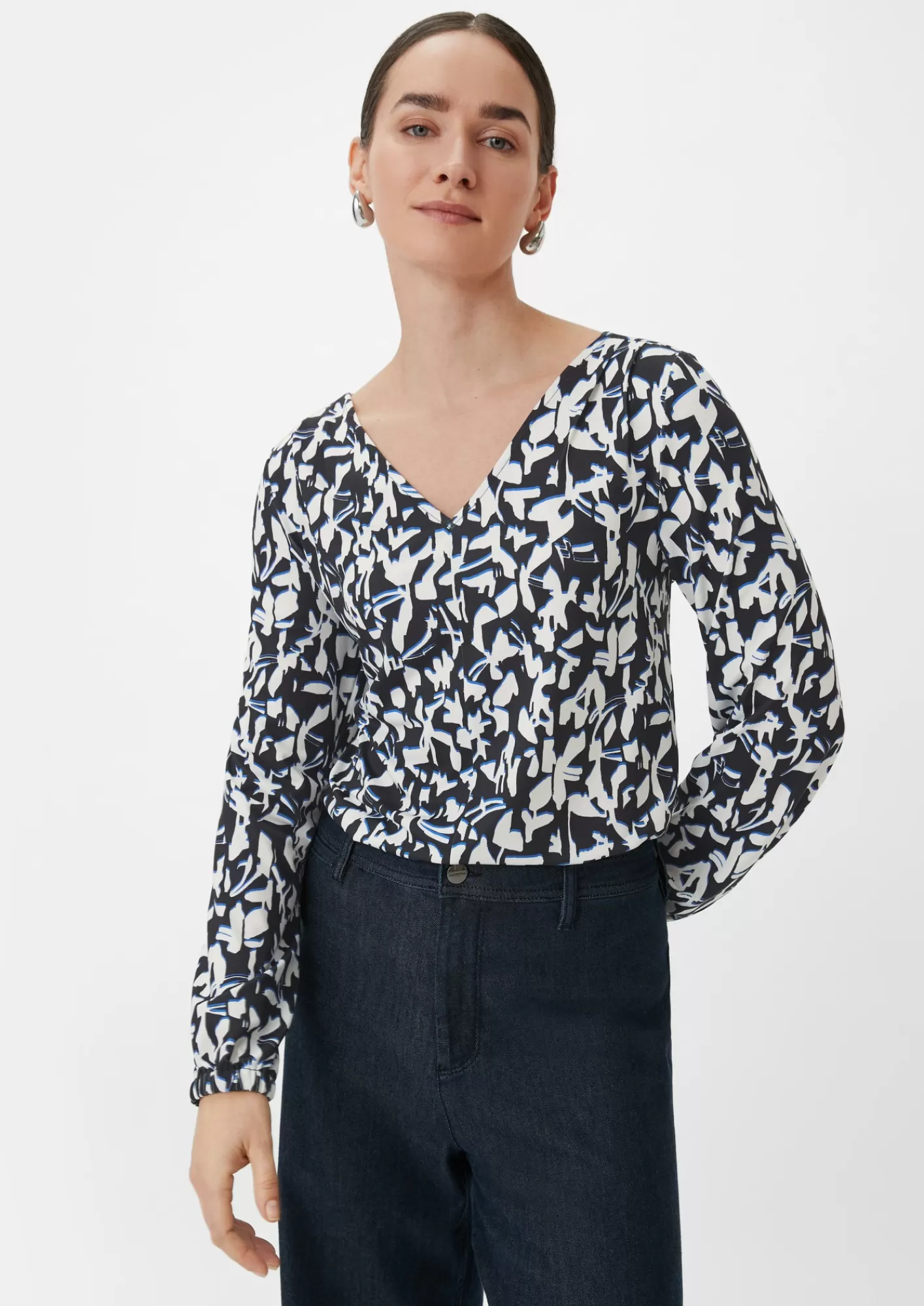 Cheap Comma Gemustertes Longsleeve Mit Raffung