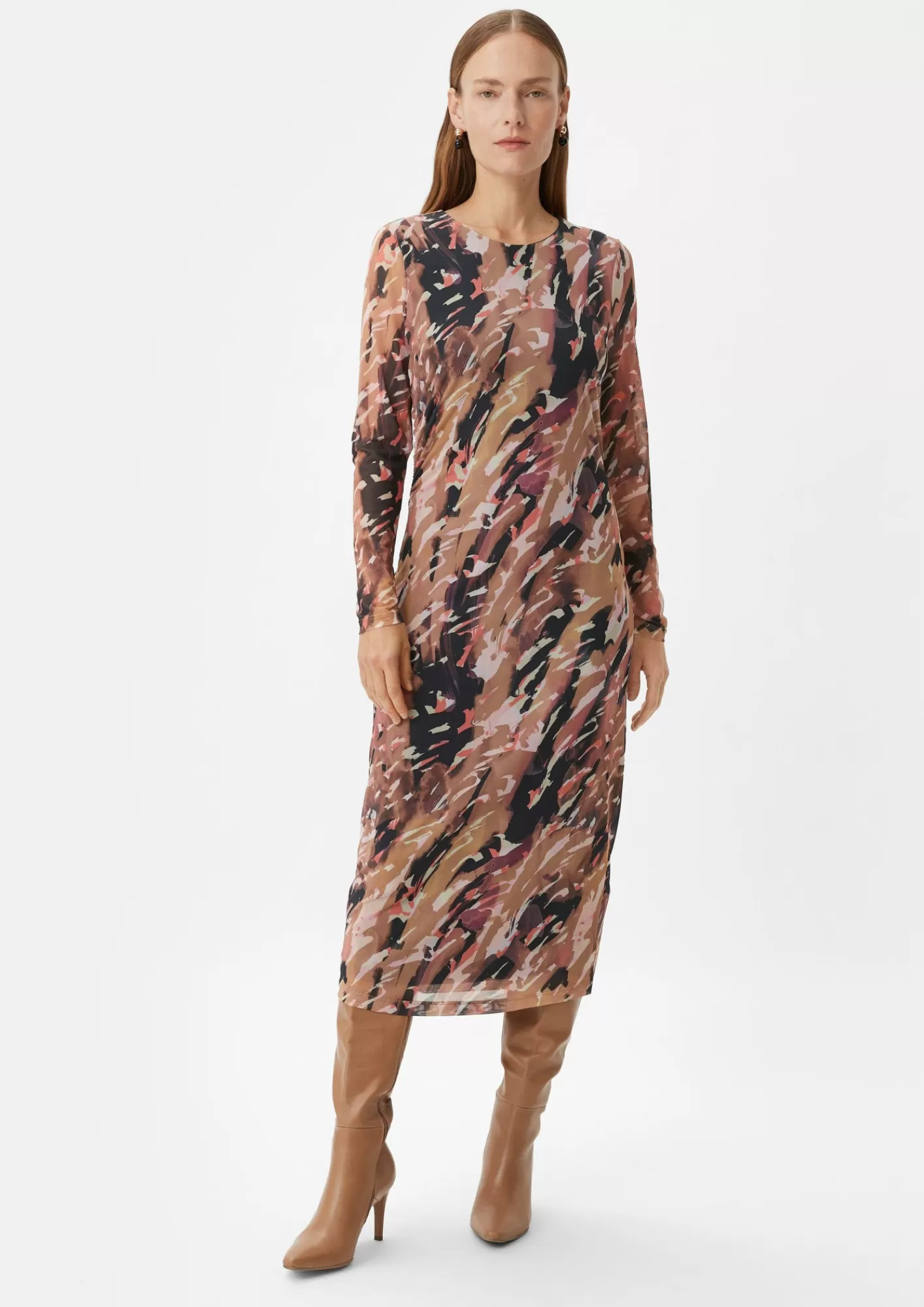 Flash Sale Comma Gemustertes Meshkleid Mit Raffung