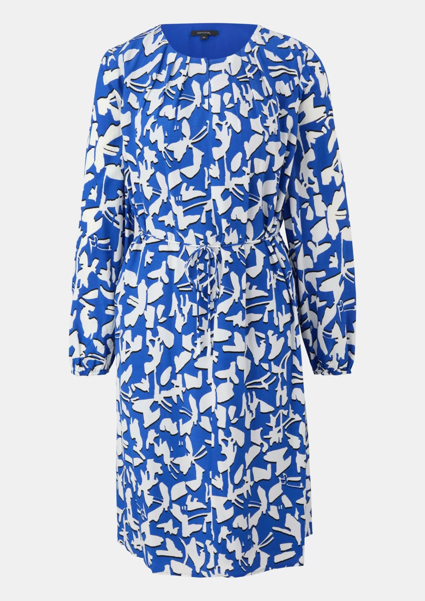 Cheap Comma Gemustertes Midi-Kleid Mit Faltenausschnitt