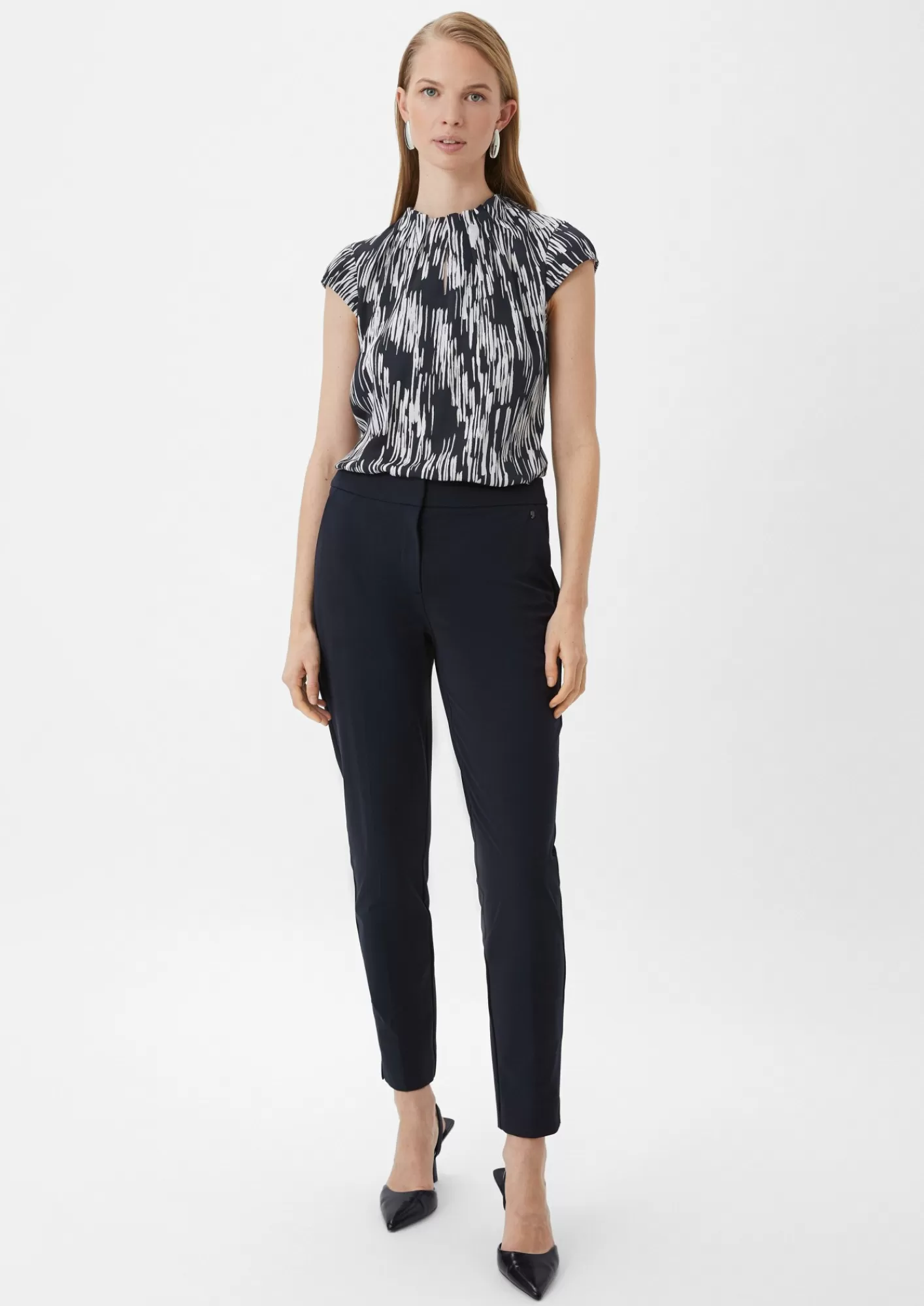 Clearance Comma Geraffte Bluse Mit All-Over-Print