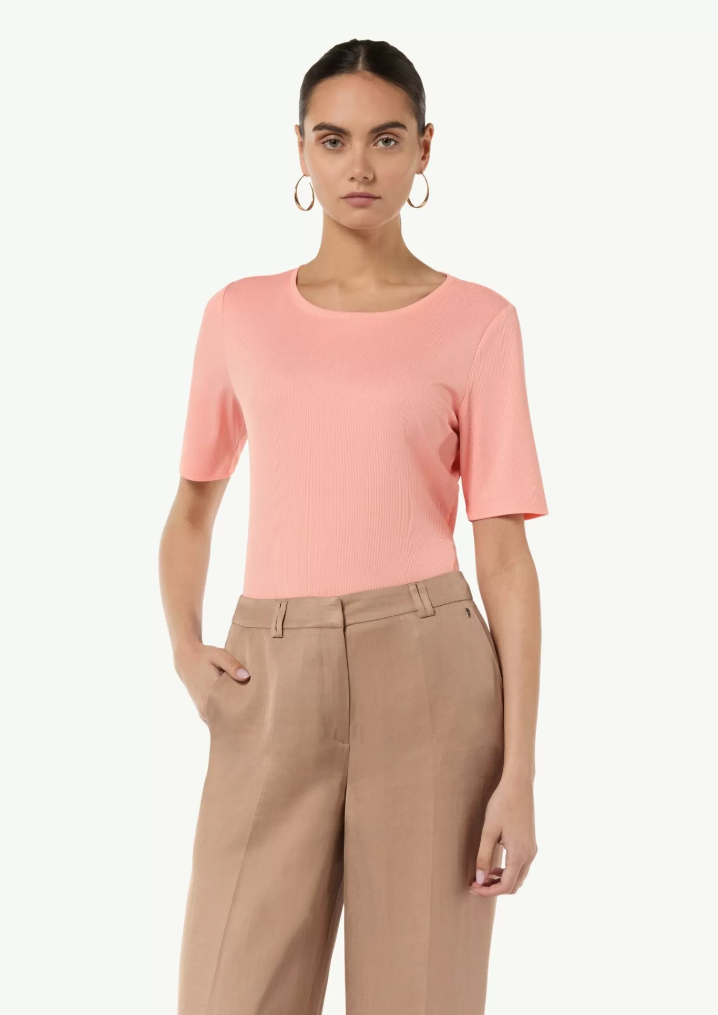 Cheap Comma Geripptes T-Shirt Mit Rundhalsausschnitt