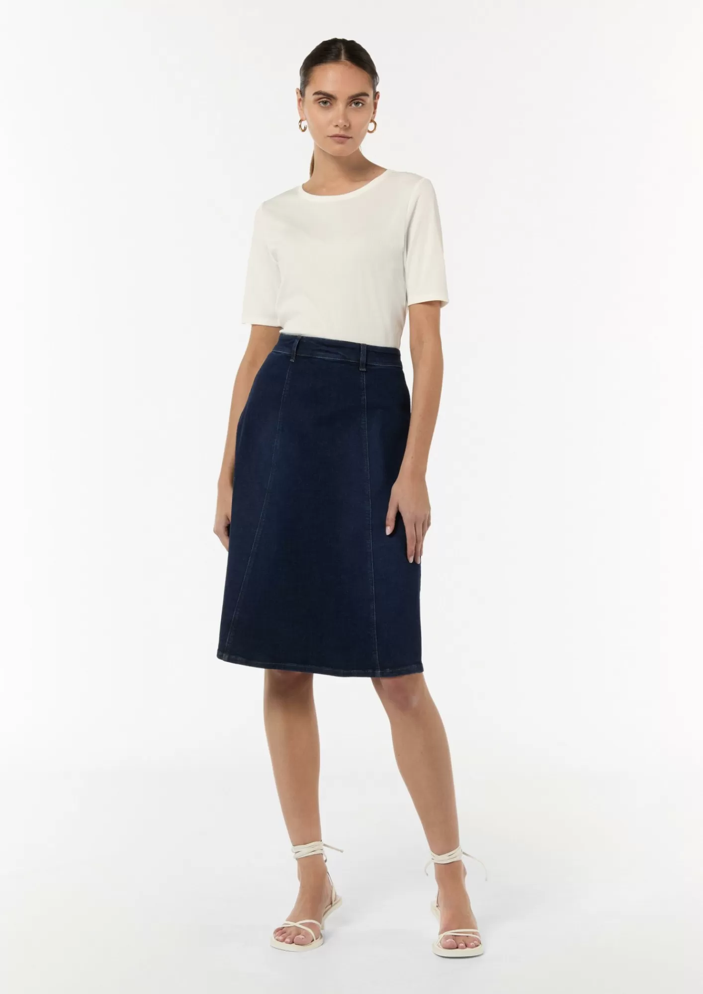 Fashion Comma Geripptes T-Shirt Mit Rundhalsausschnitt
