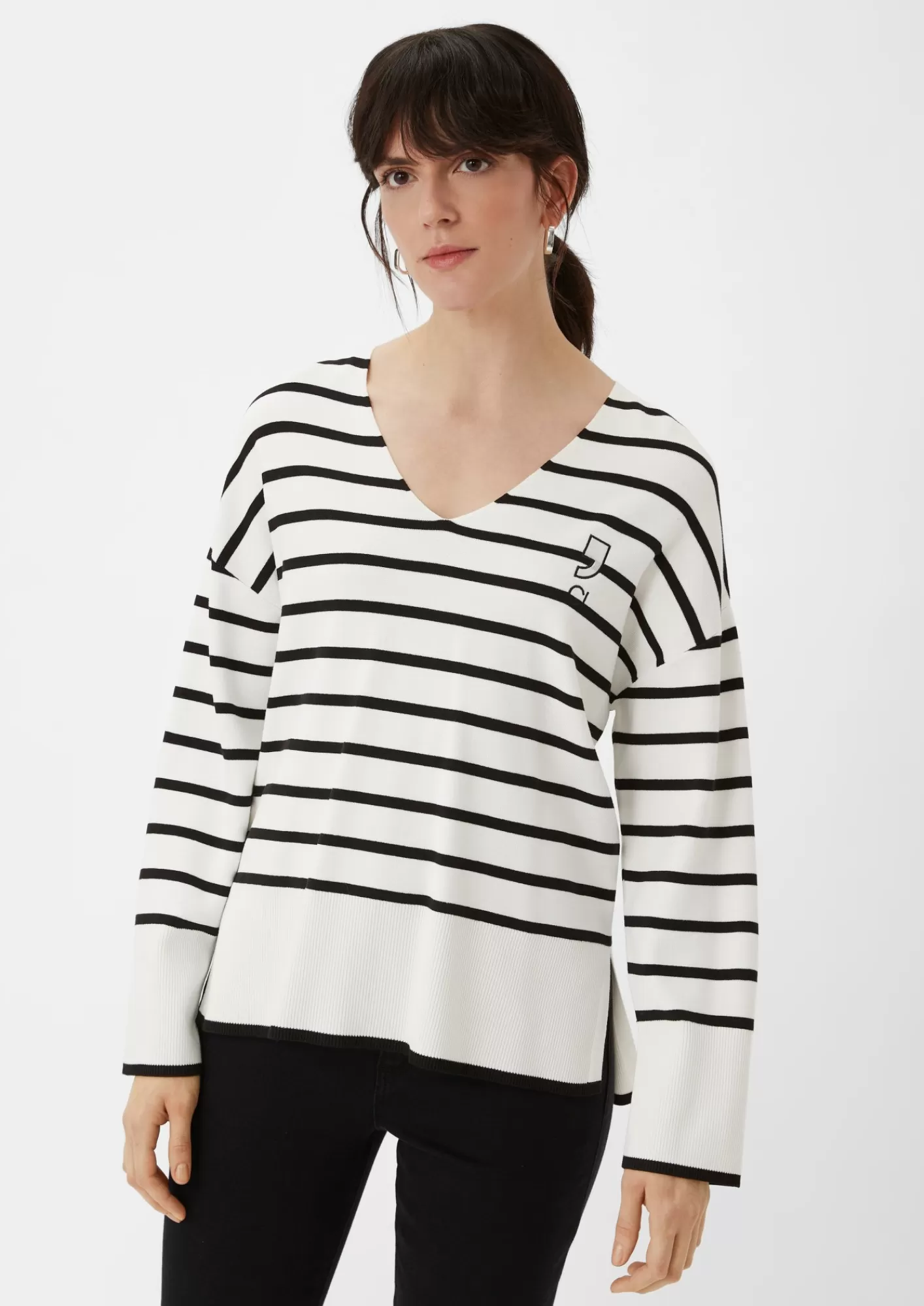 Store Comma Gestreifter Feinstrickpullover