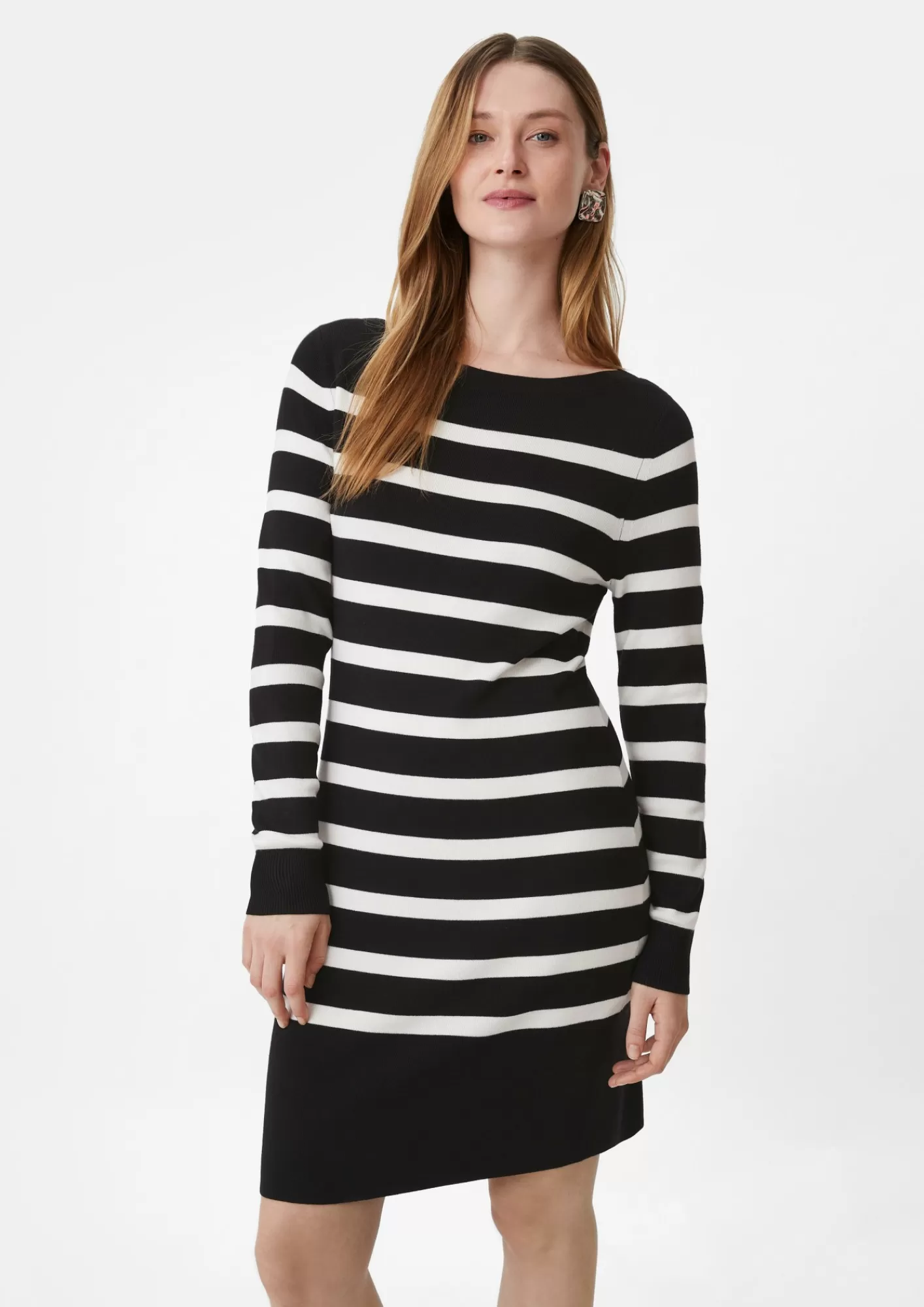 Discount Comma Gestreiftes Kleid Aus Feinstrick