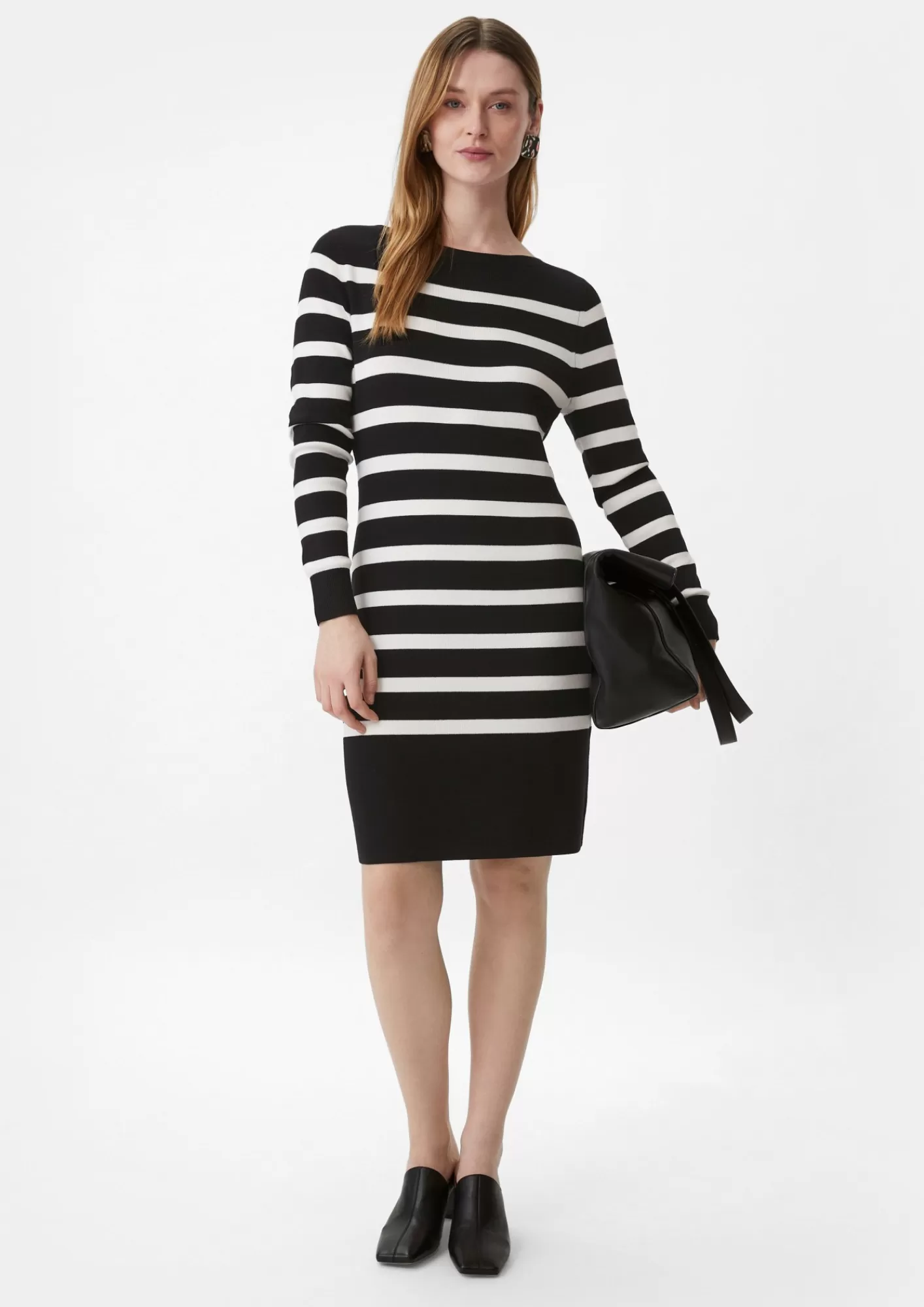 Discount Comma Gestreiftes Kleid Aus Feinstrick