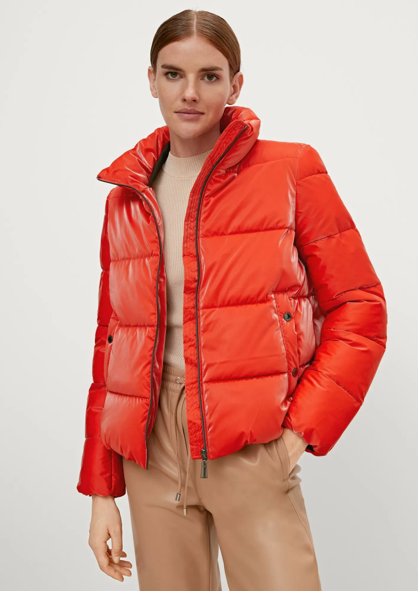 Outlet Comma Glanzende Pufferjacke Mit Stehkragen