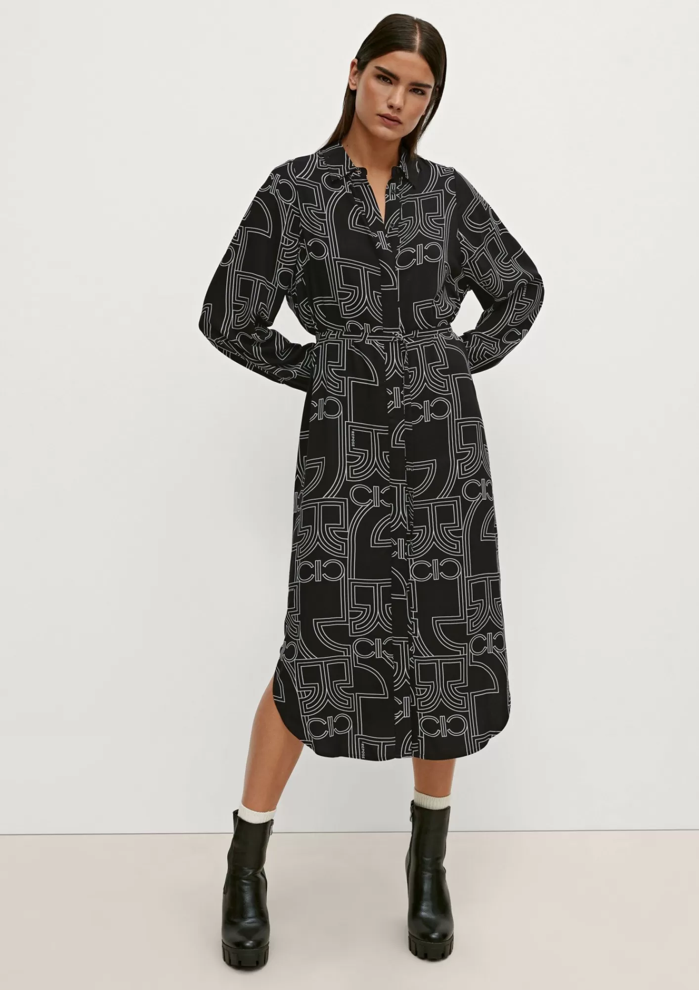 Online Comma Hemdkleid Aus Viskose