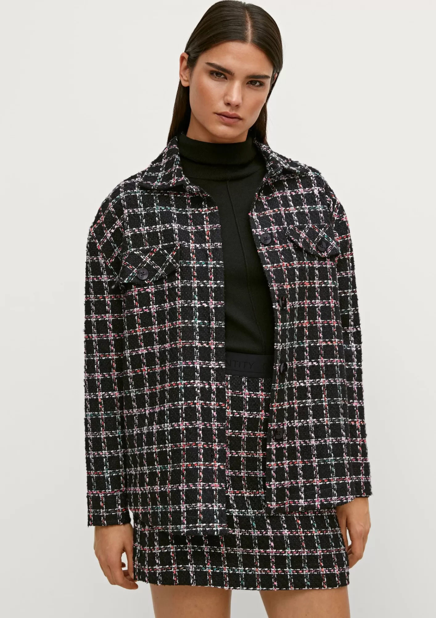 Online Comma Jacke Mit Stylischem Karomuster