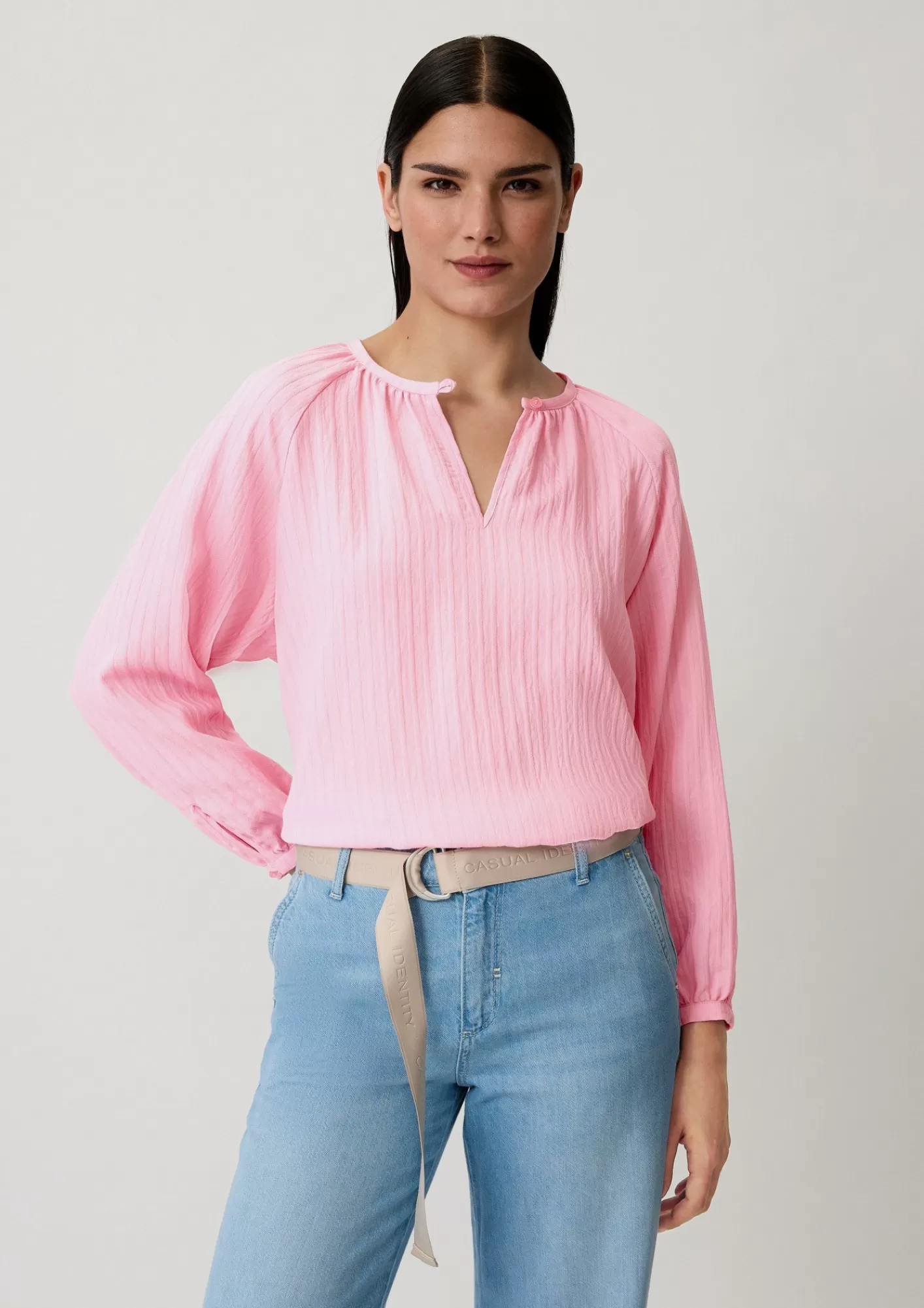 Store Comma Jacquard-Bluse Mit Streifen