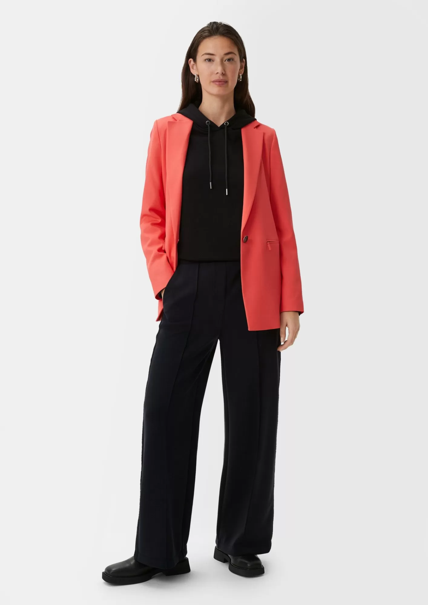 Fashion Comma Jerseyhose Mit Weitem Bein Und Logo-Detail