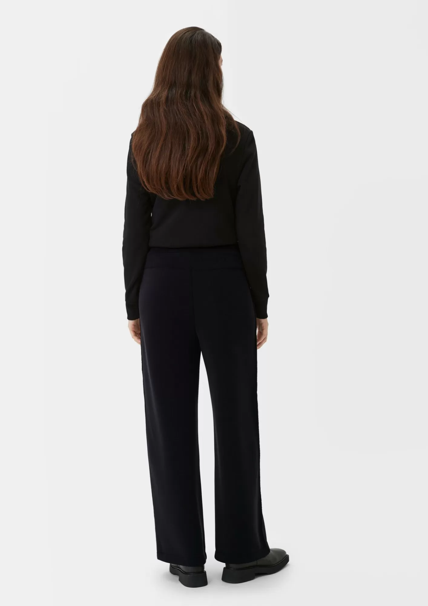 Fashion Comma Jerseyhose Mit Weitem Bein Und Logo-Detail