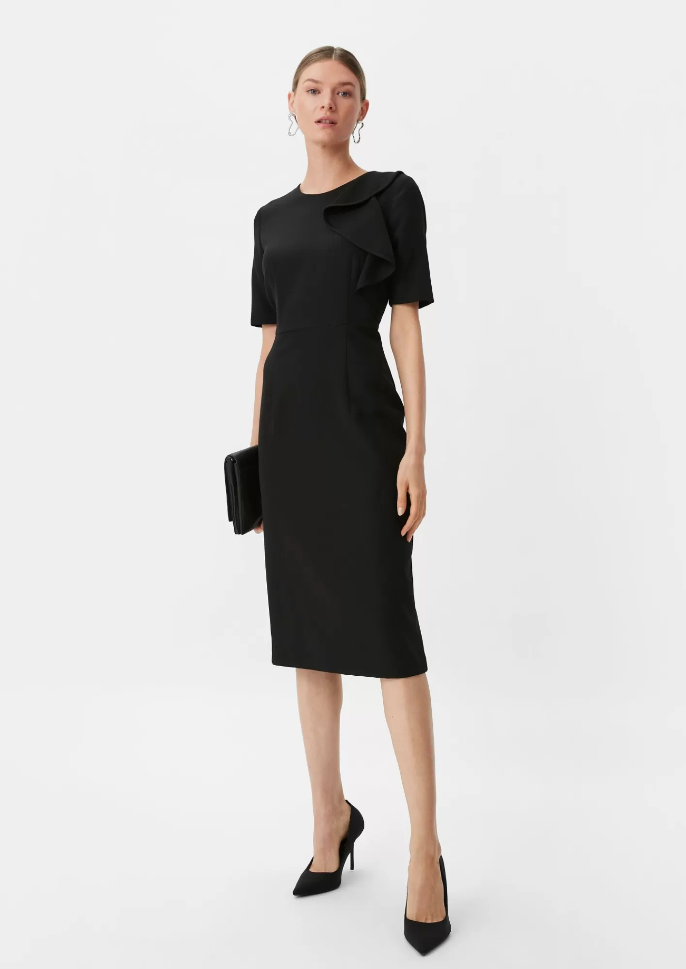 Cheap Comma Kleid Mit Volant-Detail
